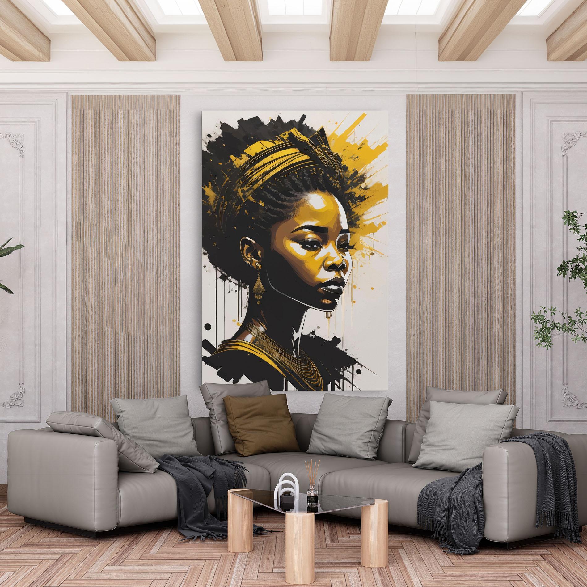 Картина на платно Gold African Woman mockup 6