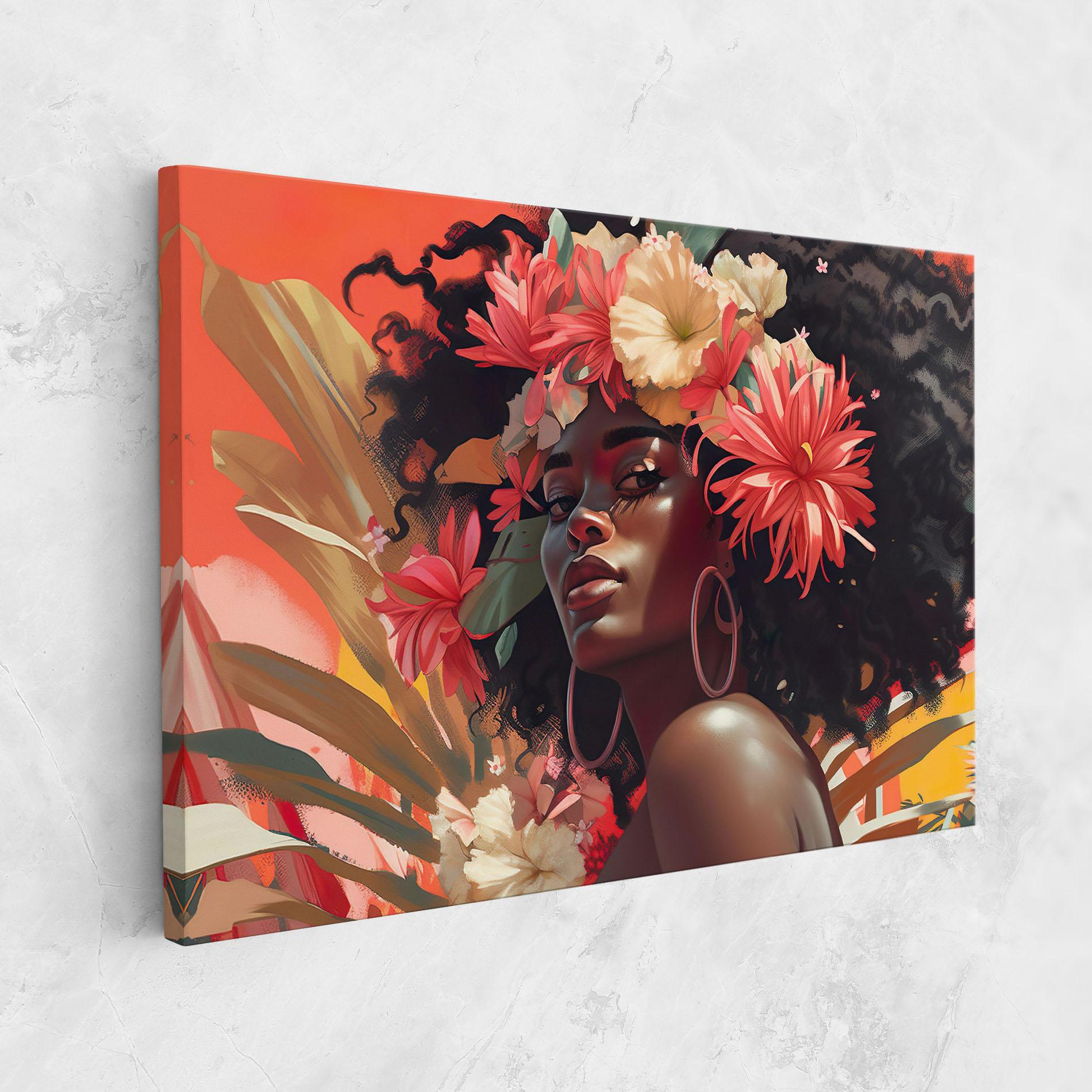Картина на платно African Flower Woman mockup 1