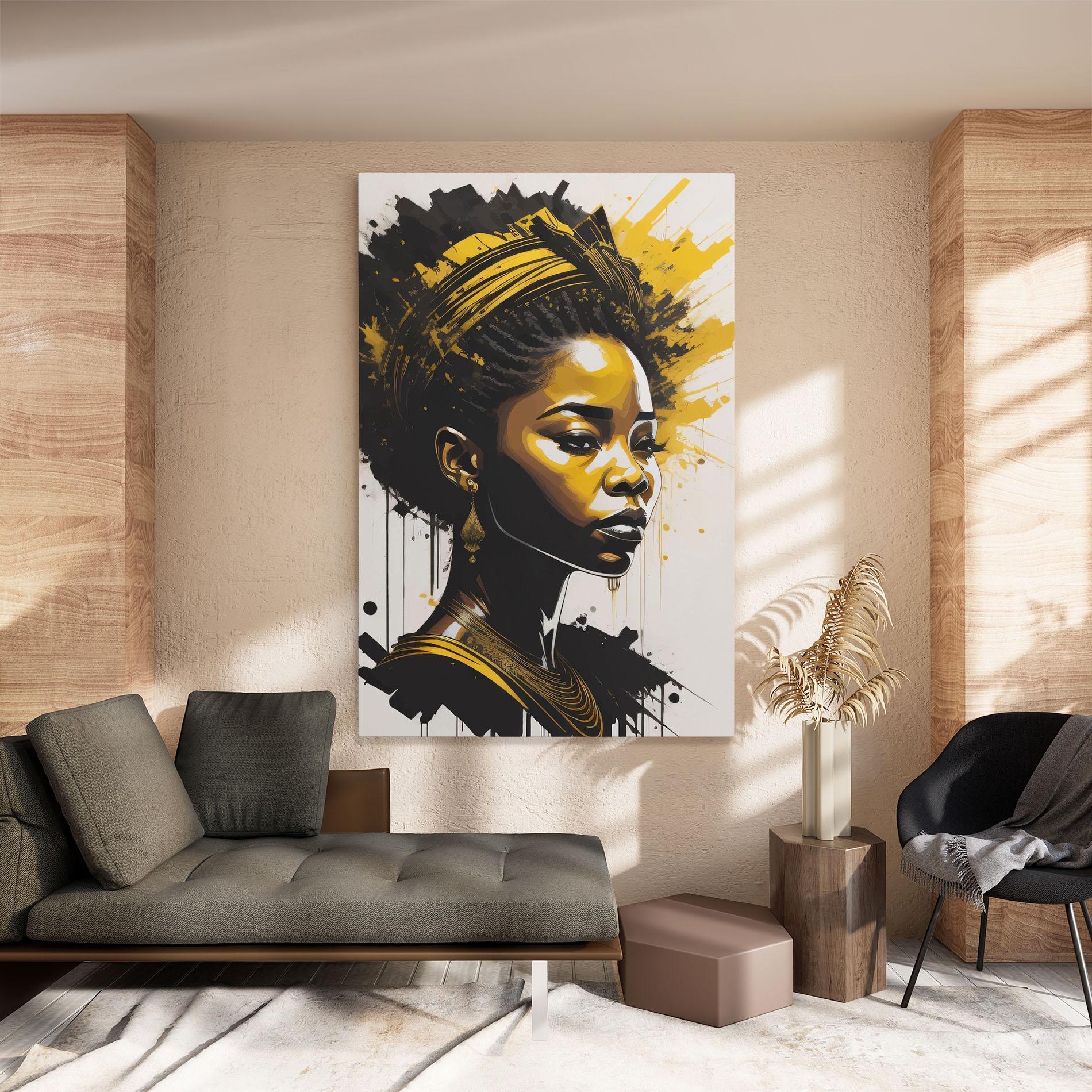 Картина на платно Gold African Woman mockup 8