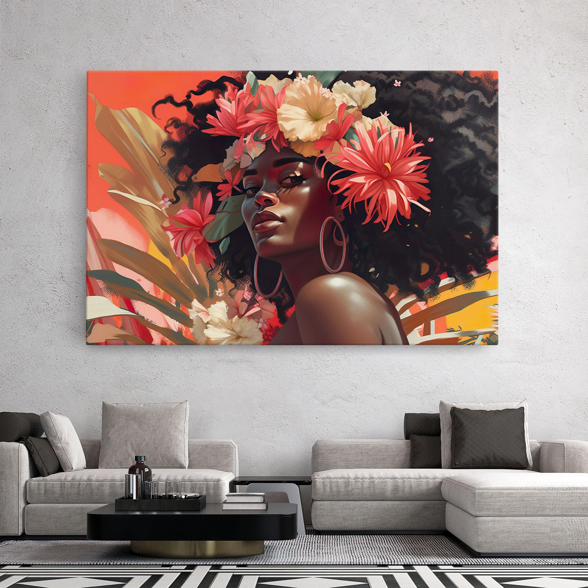 Картина на платно African Flower Woman mockup 2