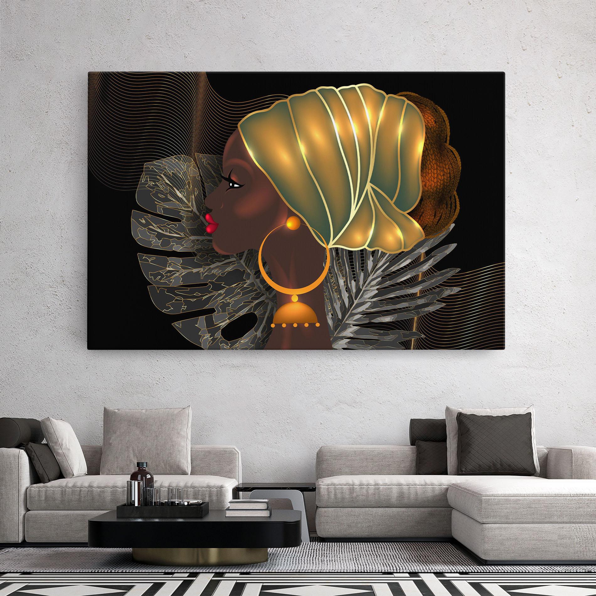 Картина на платно African Gold Leaf mockup 2