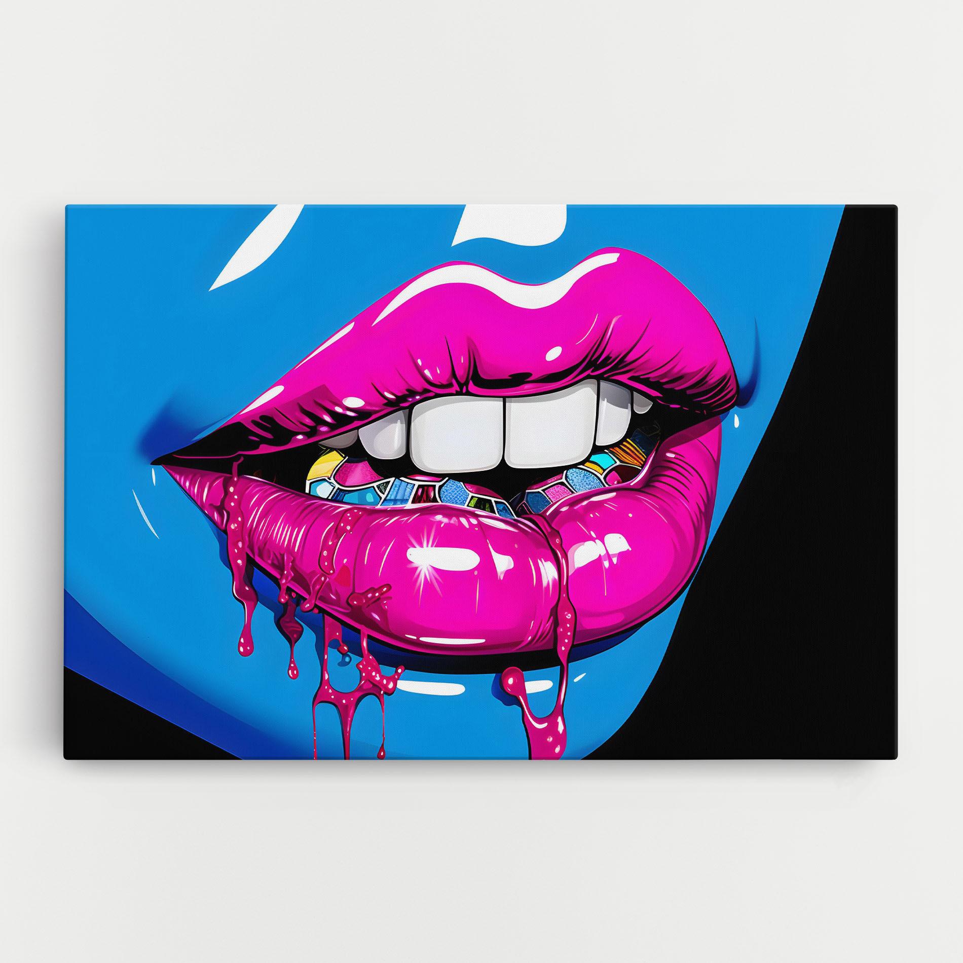 Картина на платно Blue Pink Lips Art mockup 0