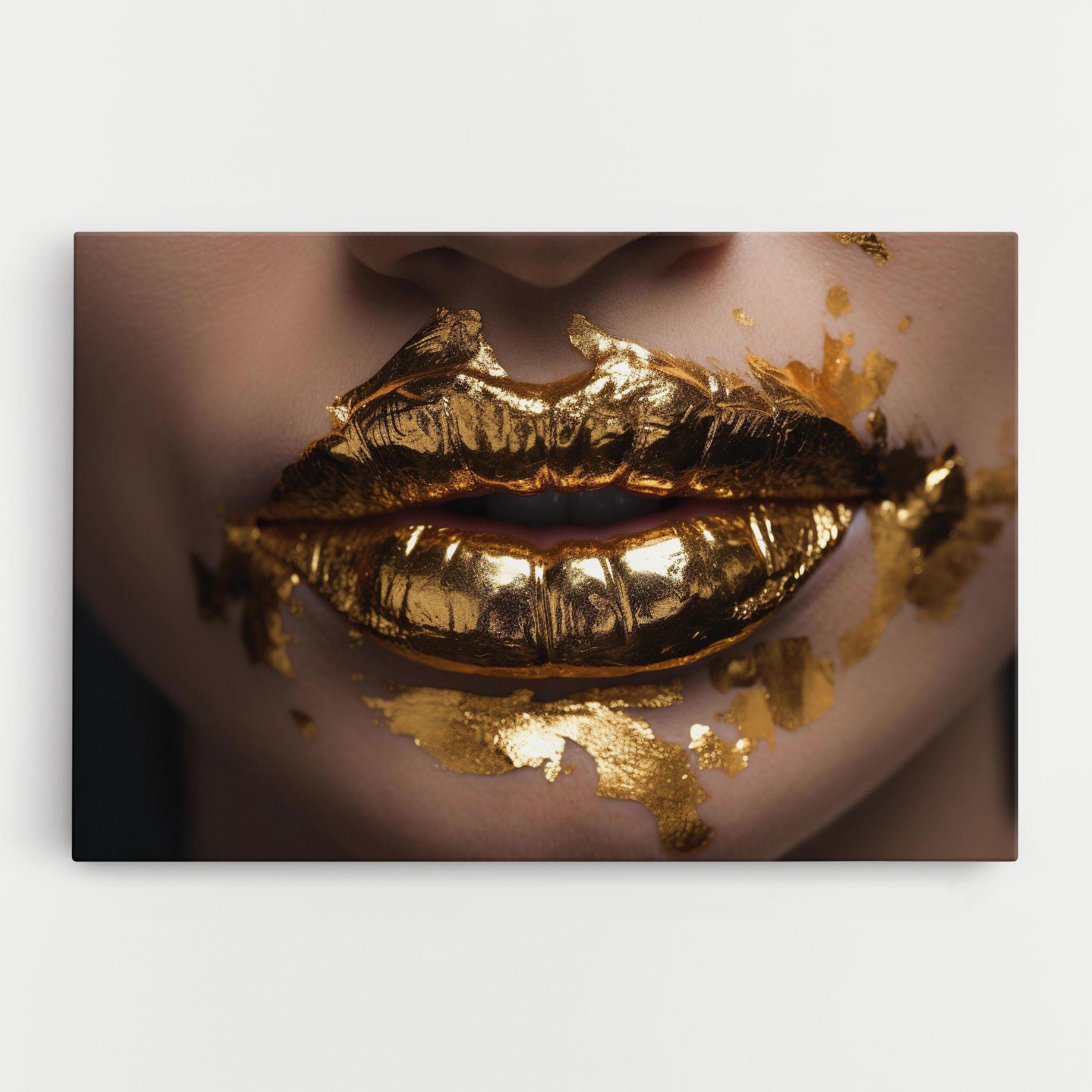 Картина на платно Close Gold Lips mockup 0