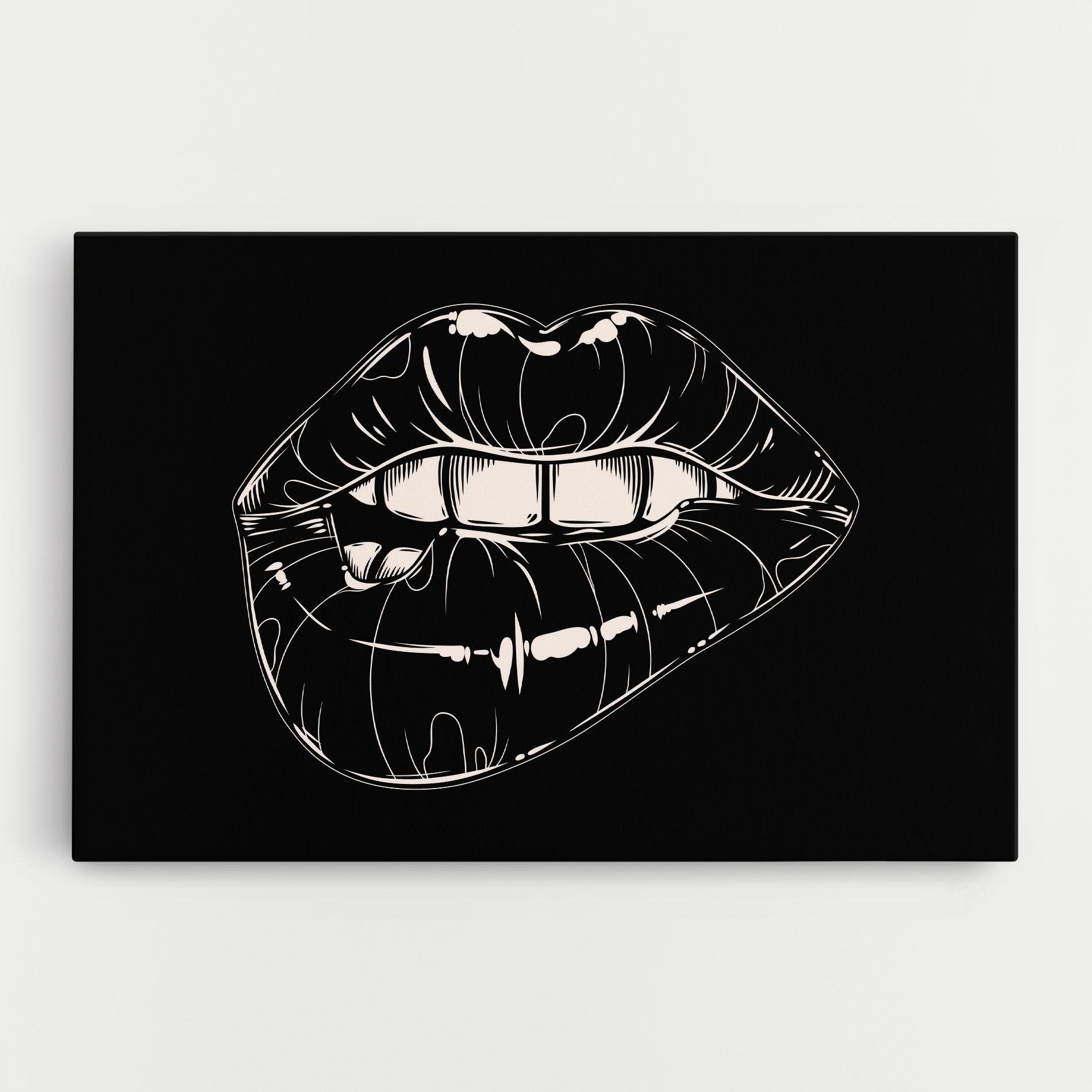 Картина на платно Juicy Lips On Black mockup 0