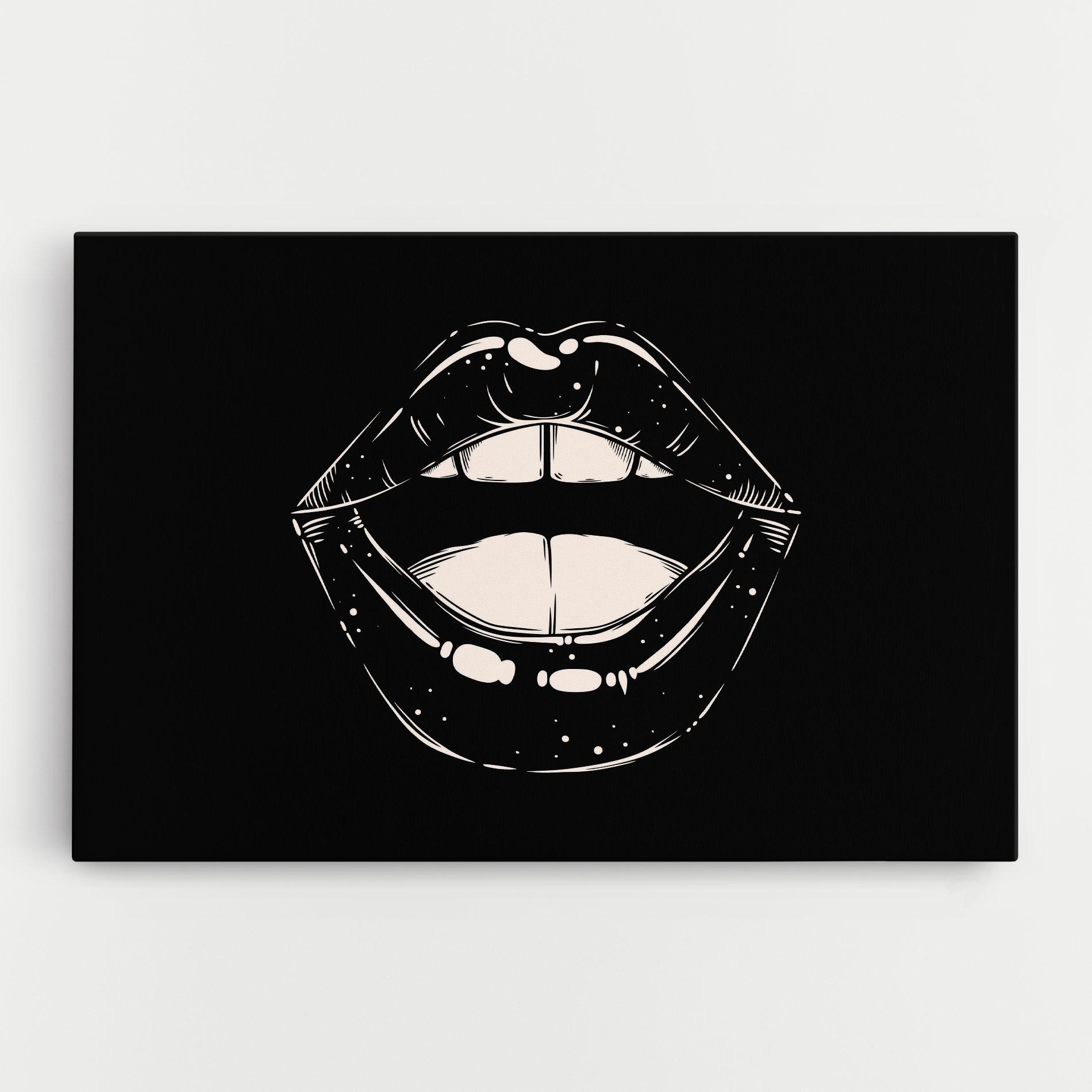 Картина на платно Lips On Black mockup 0
