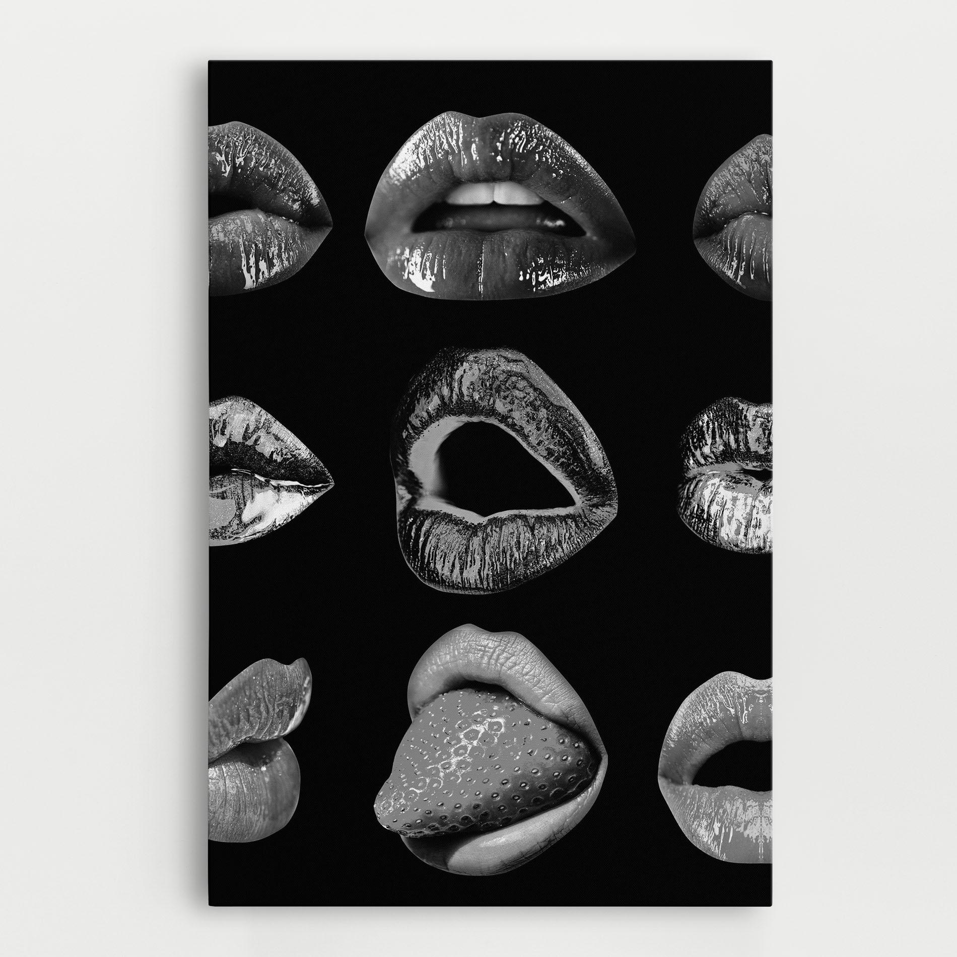 Картина на платно Grey Lips Collage mockup 0