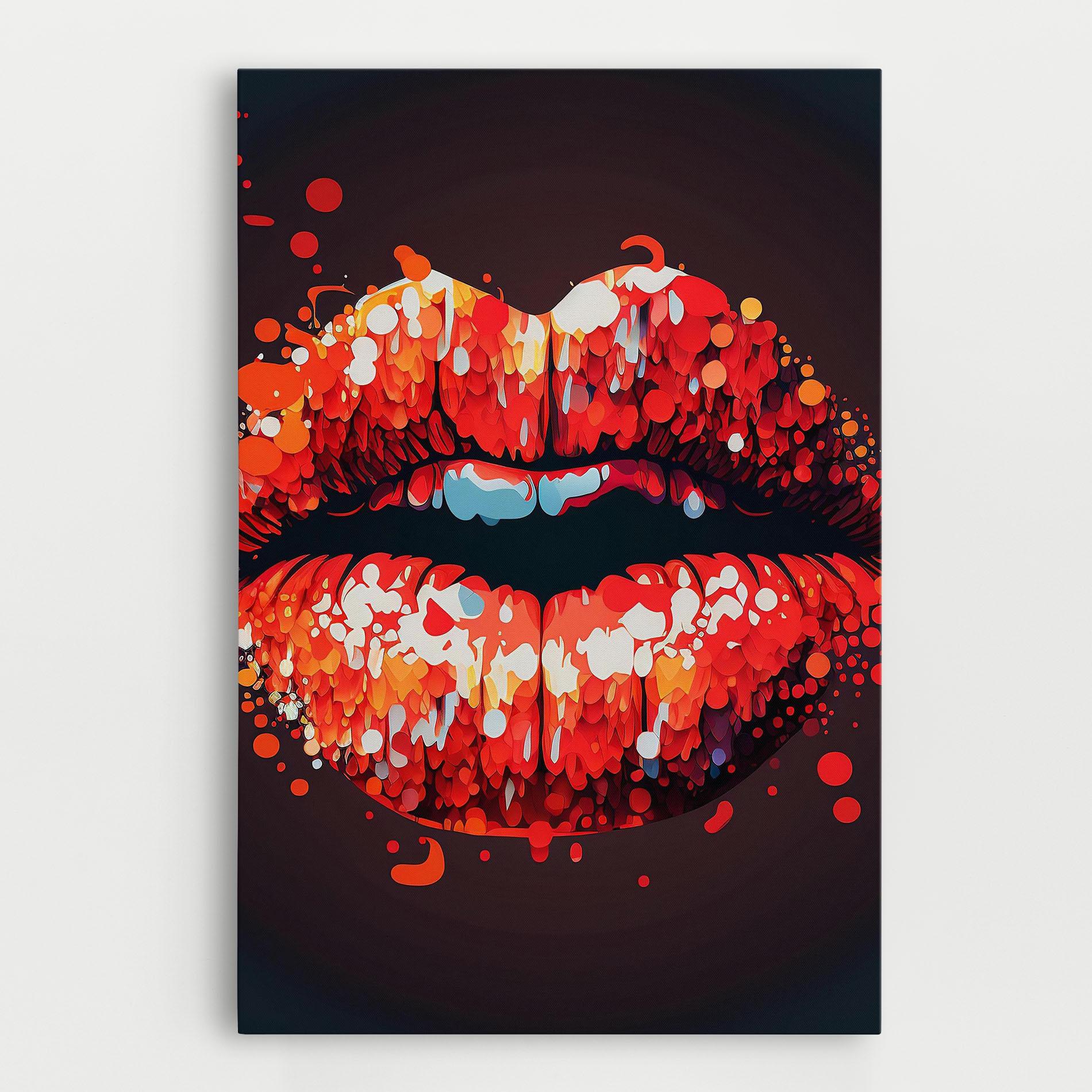 Картина на платно Red Lips With Word Lips It mockup 0