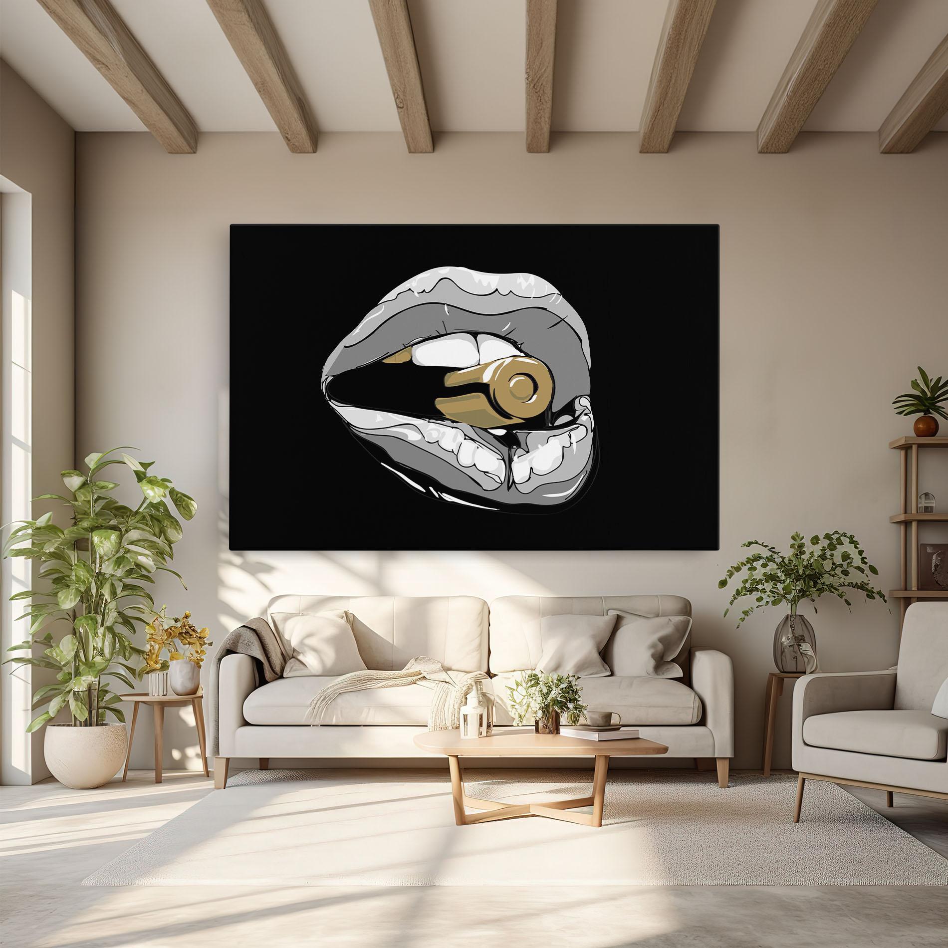 Картина на платно Grey Bullet Lips mockup 6
