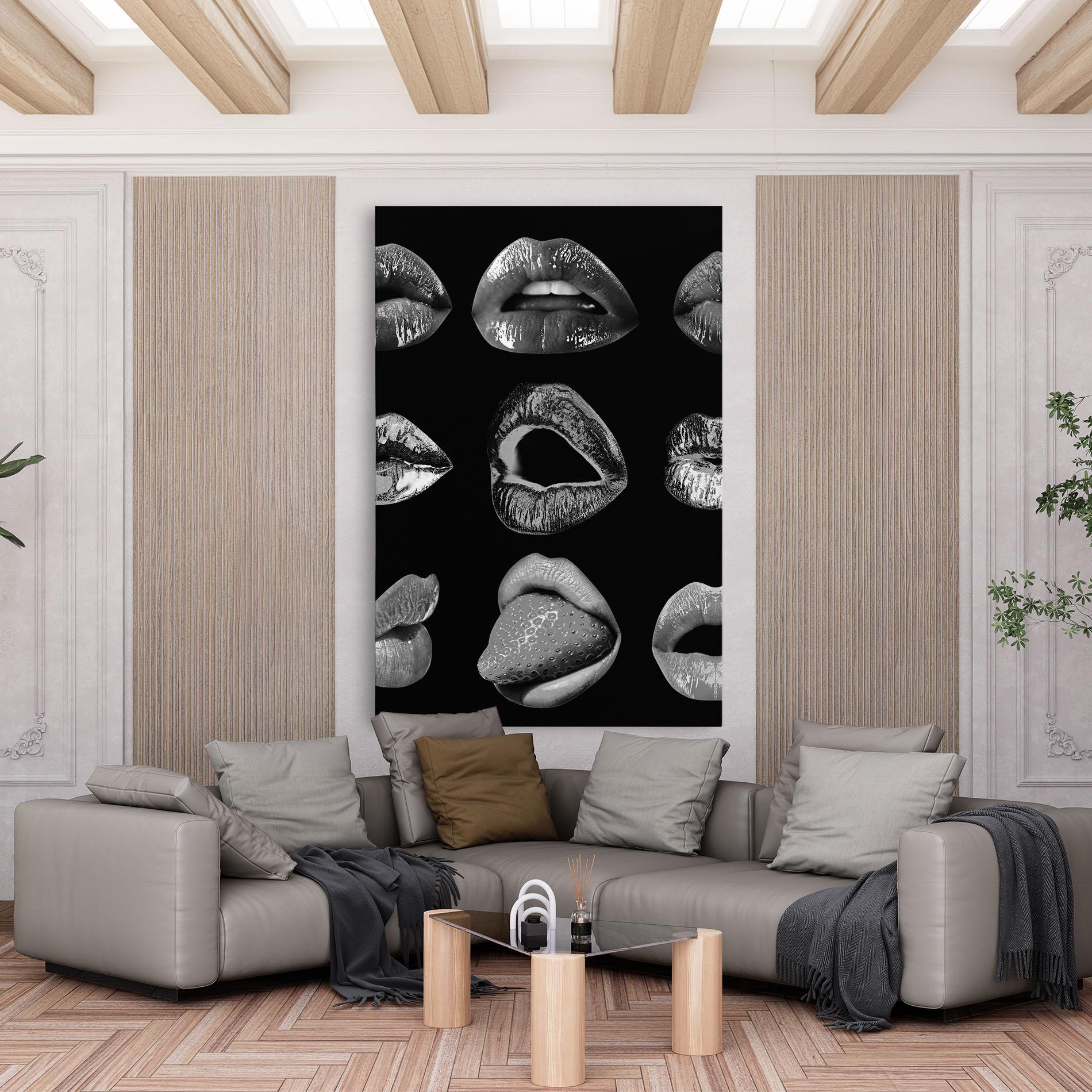 Картина на платно Grey Lips Collage mockup 6