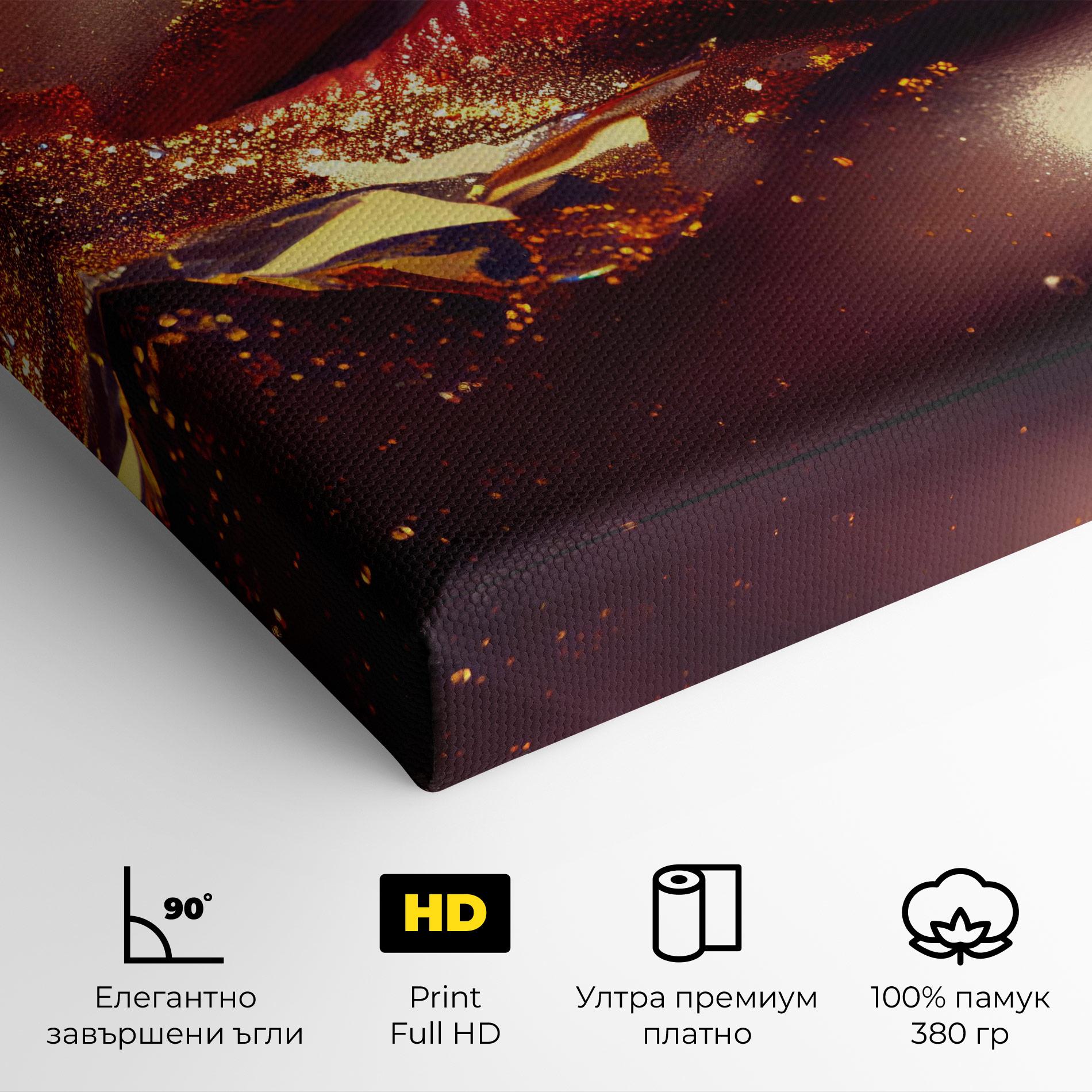 Картина на платно Gold Glitter Lips mockup 4