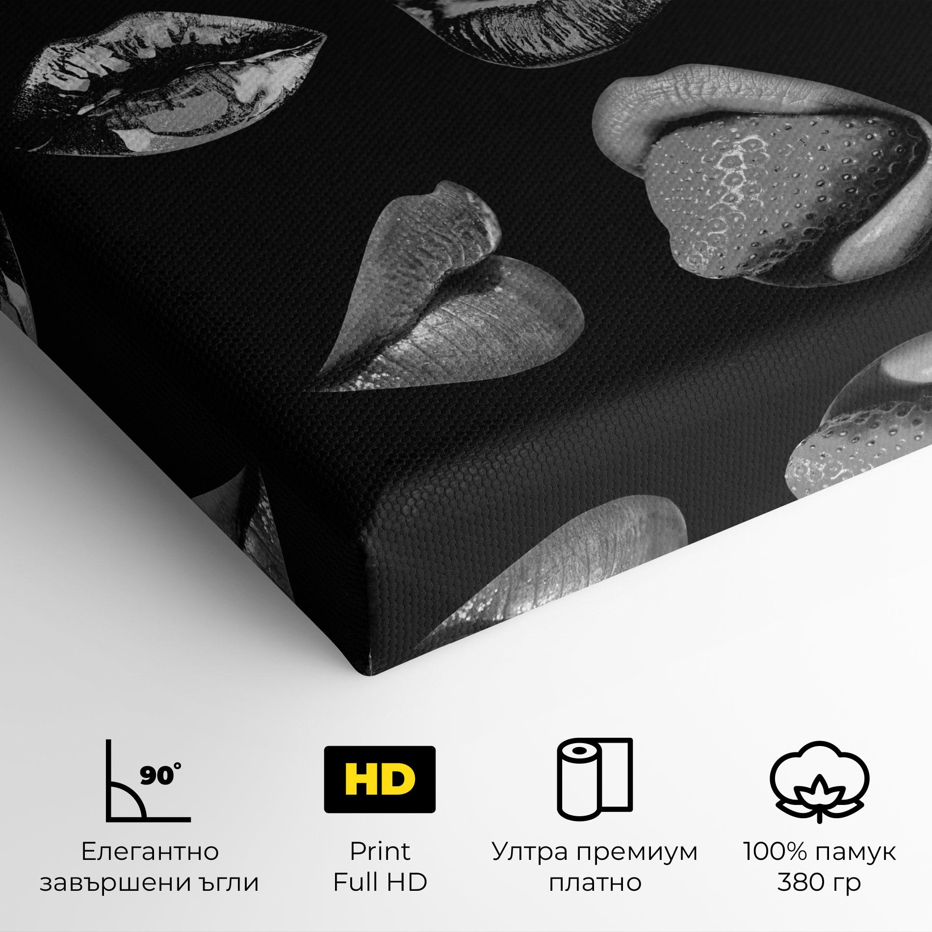Картина на платно Grey Lips Collage mockup 4