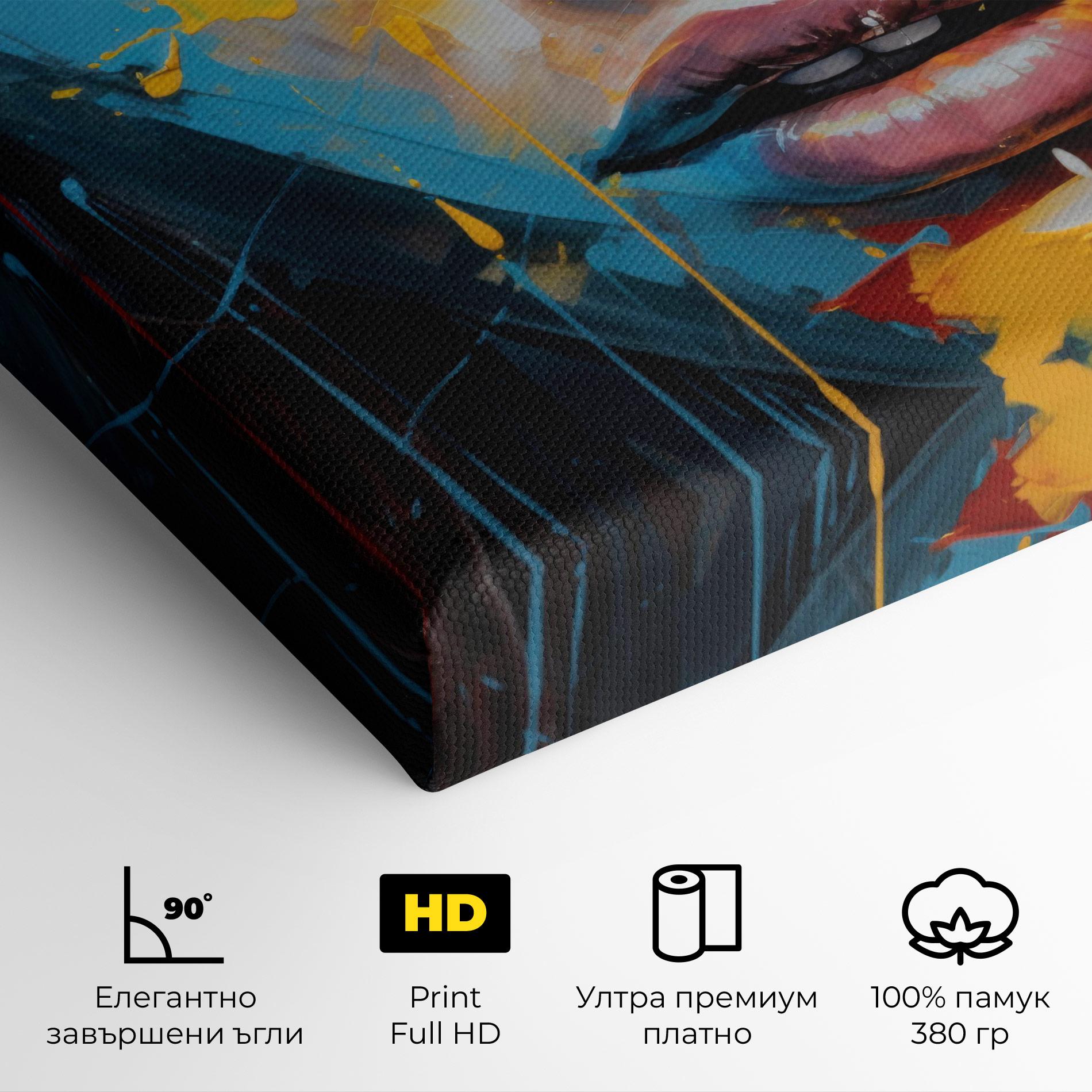 Картина на платно Woman Abstract Lips mockup 4