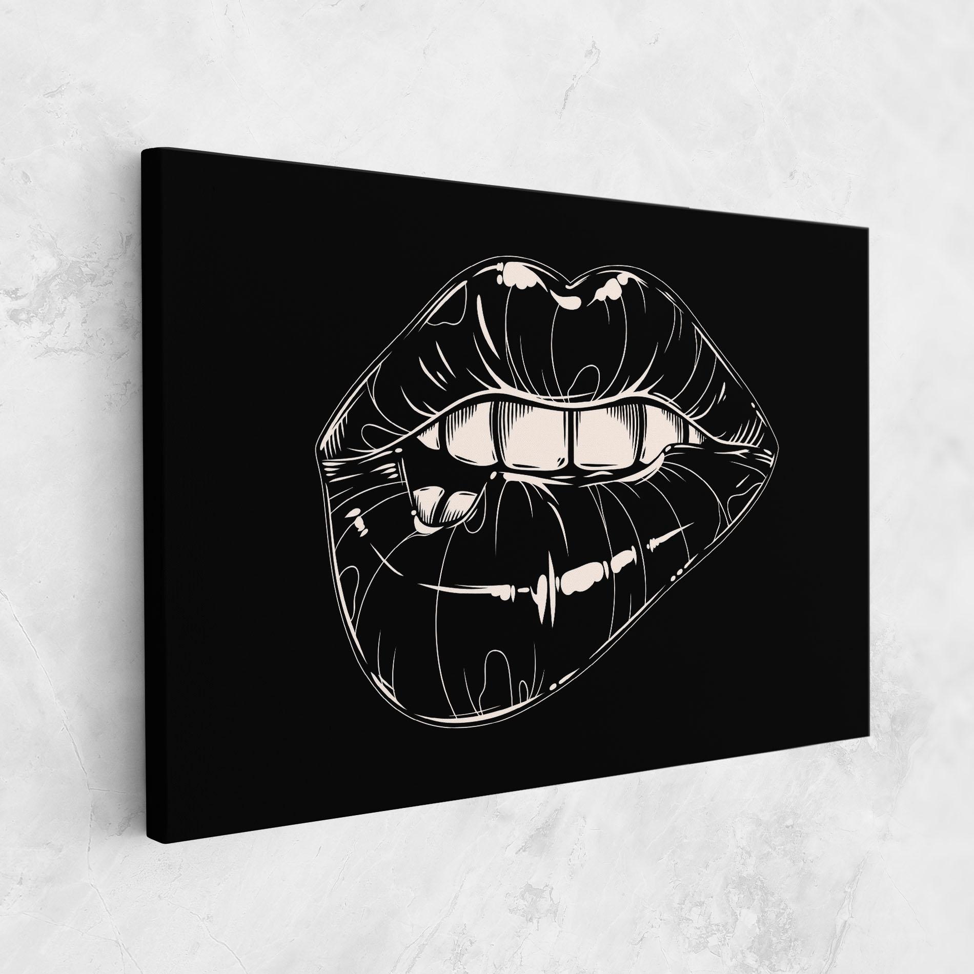 Картина на платно Juicy Lips On Black mockup 1
