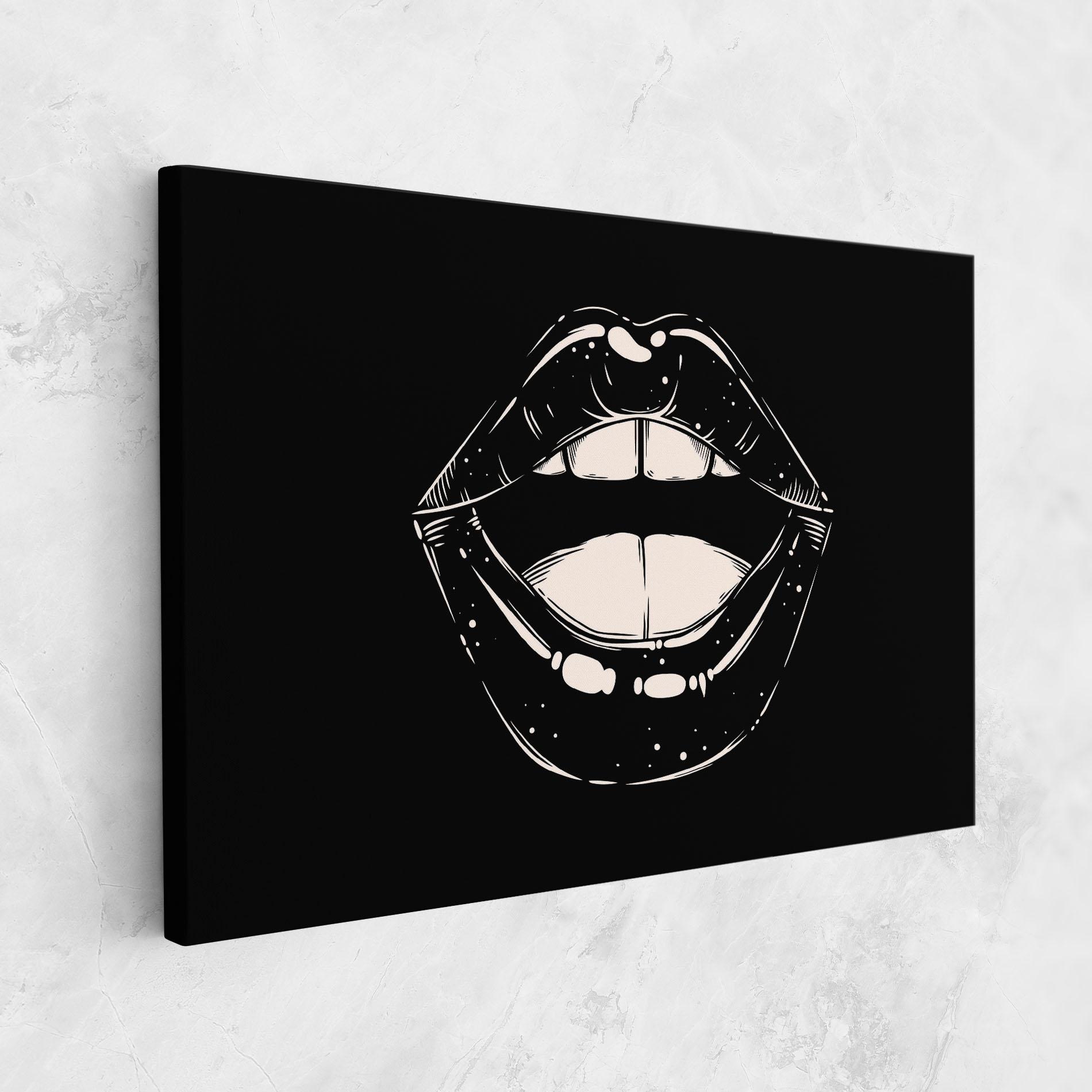 Картина на платно Lips On Black mockup 1
