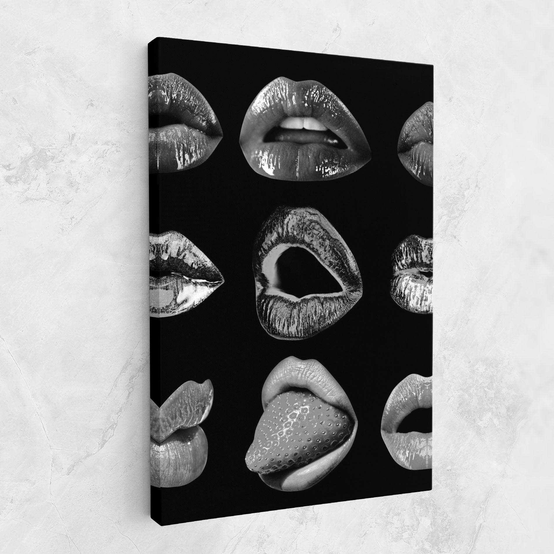 Картина на платно Grey Lips Collage mockup 1