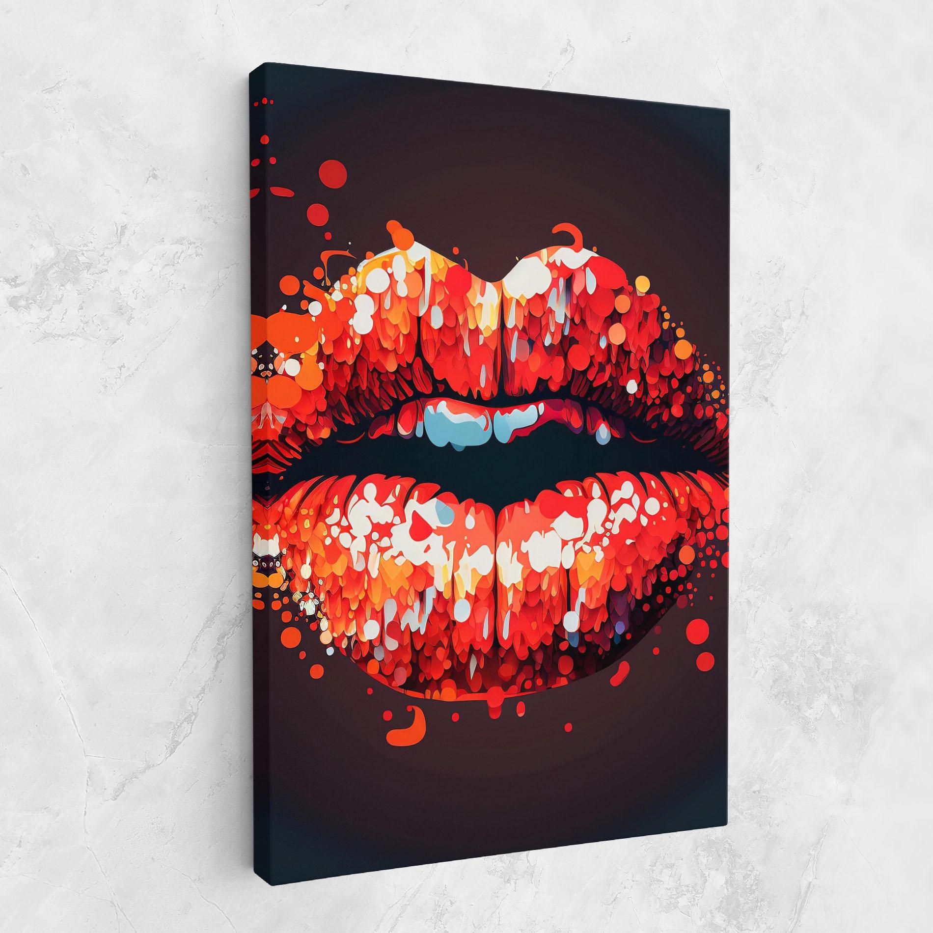 Картина на платно Red Lips With Word Lips It mockup 1