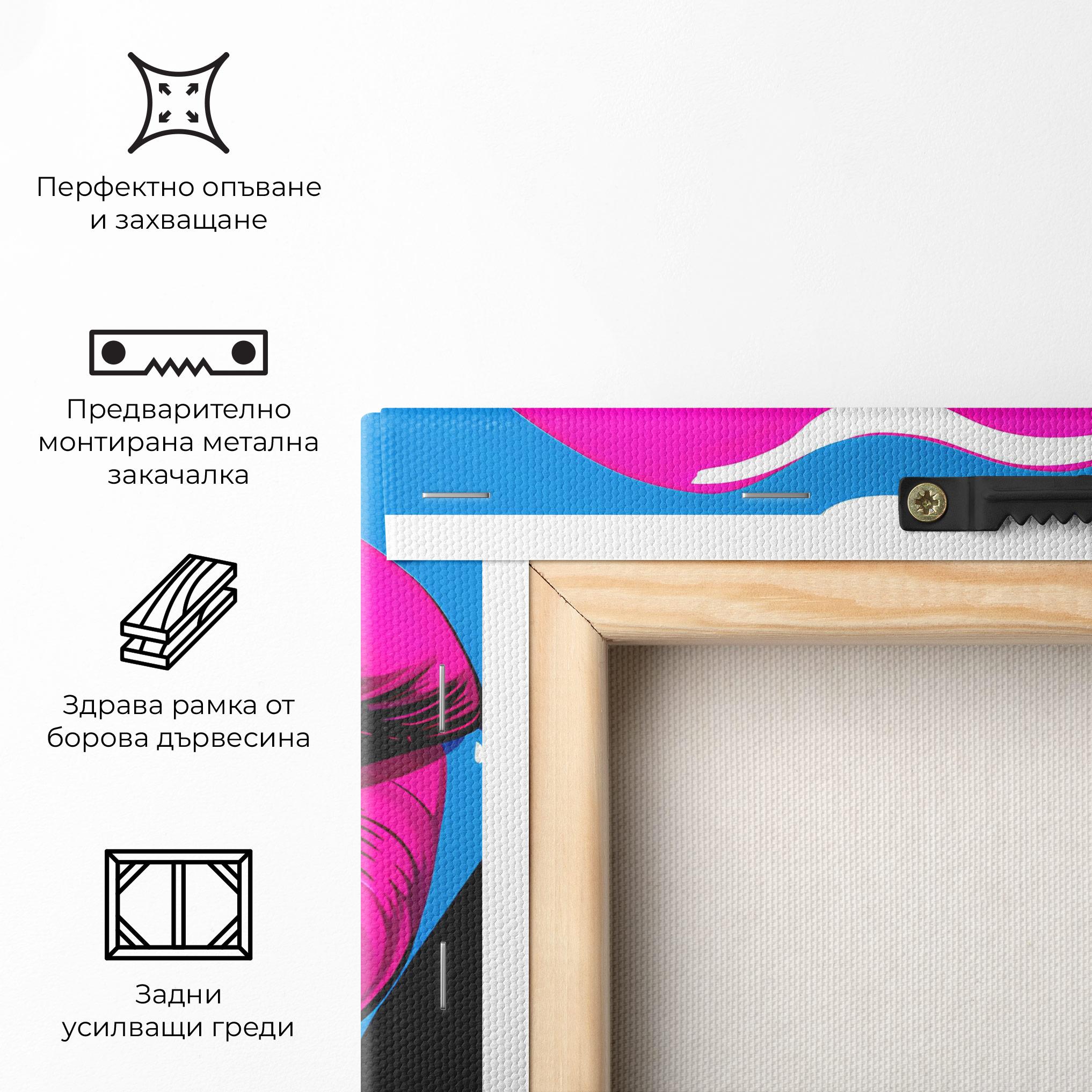 Картина на платно Blue Pink Lips Art mockup 5