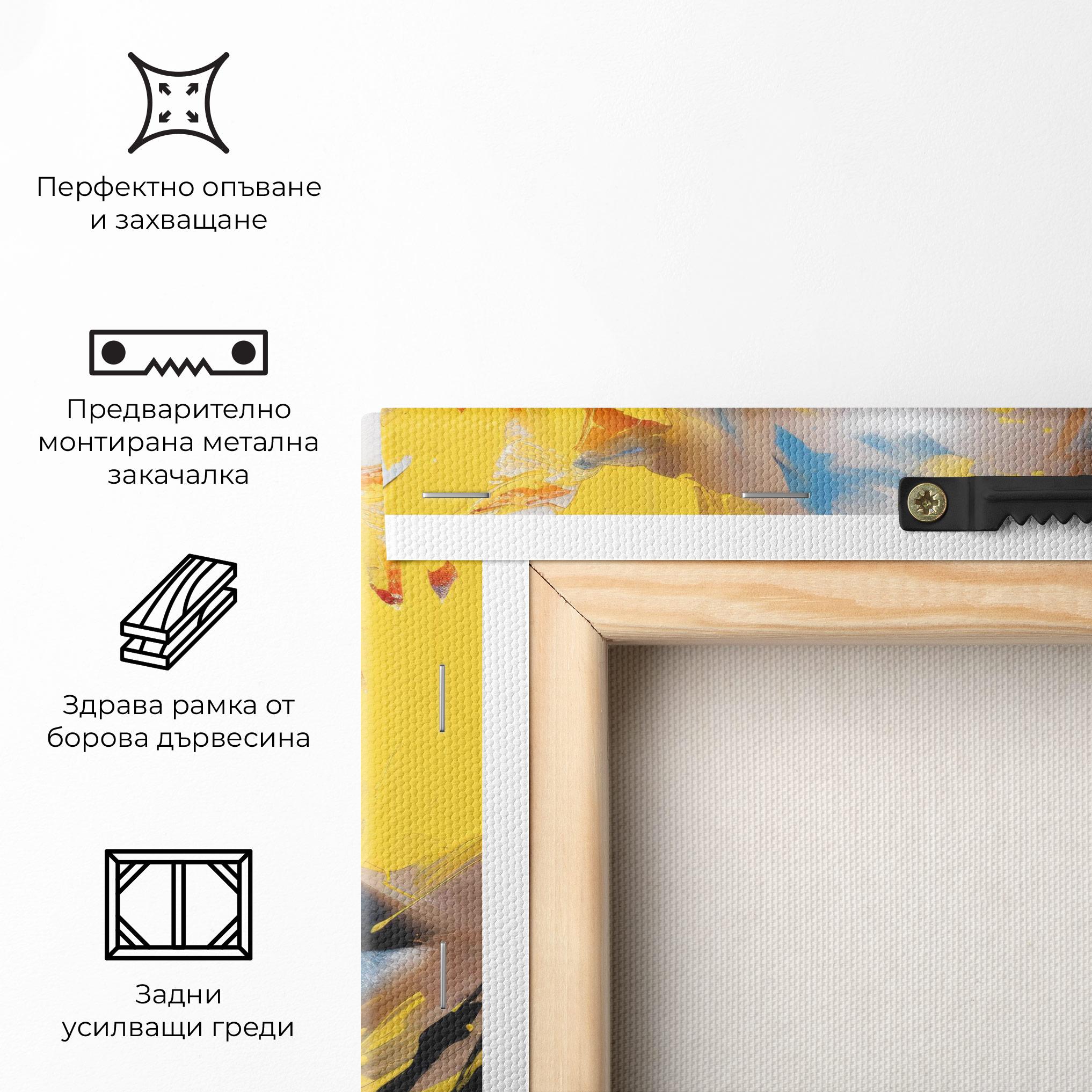 Картина на платно Yellow Blue Lips Art mockup 5