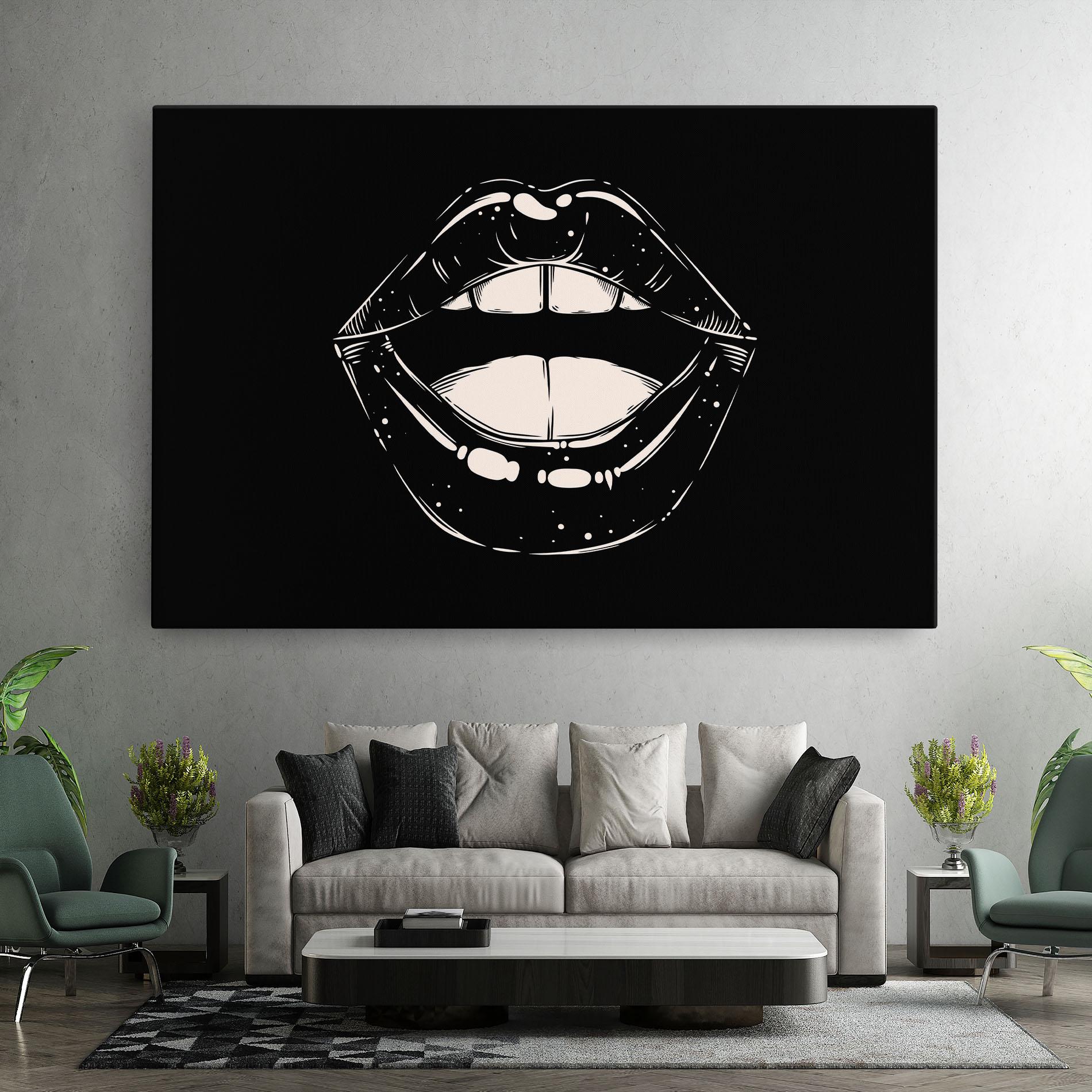 Картина на платно Lips On Black mockup 7