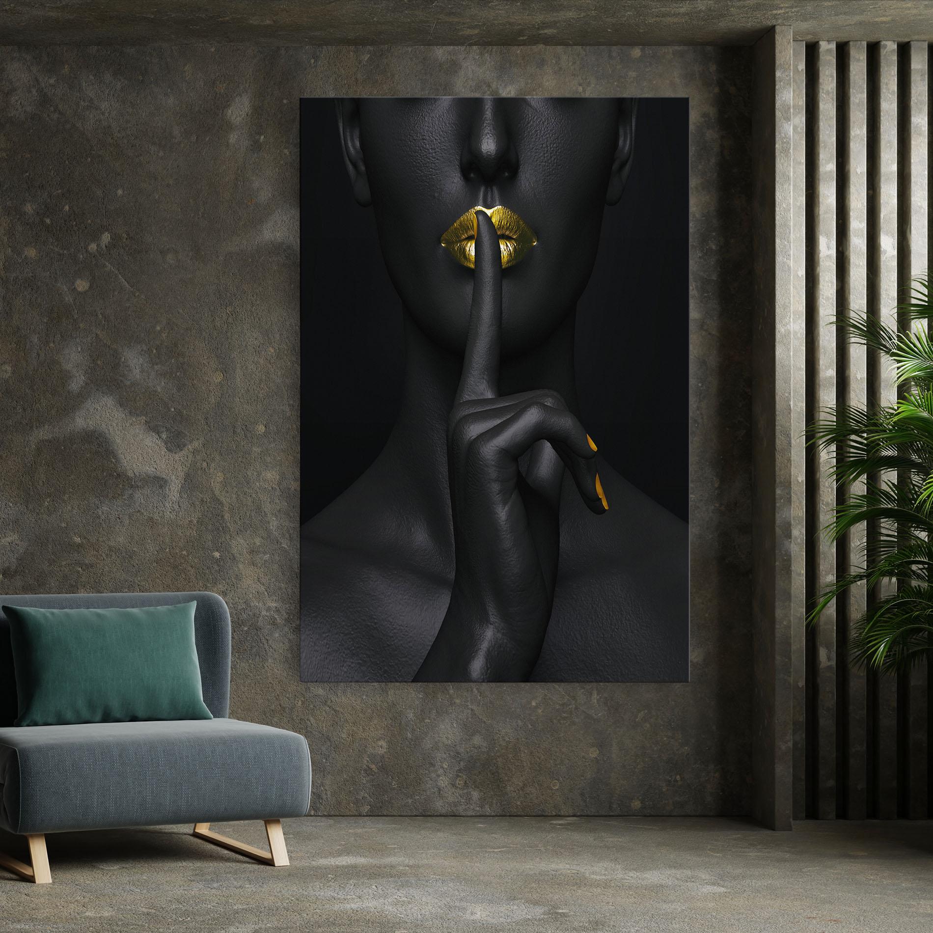 Картина на платно Silence Lips Portrait mockup 7