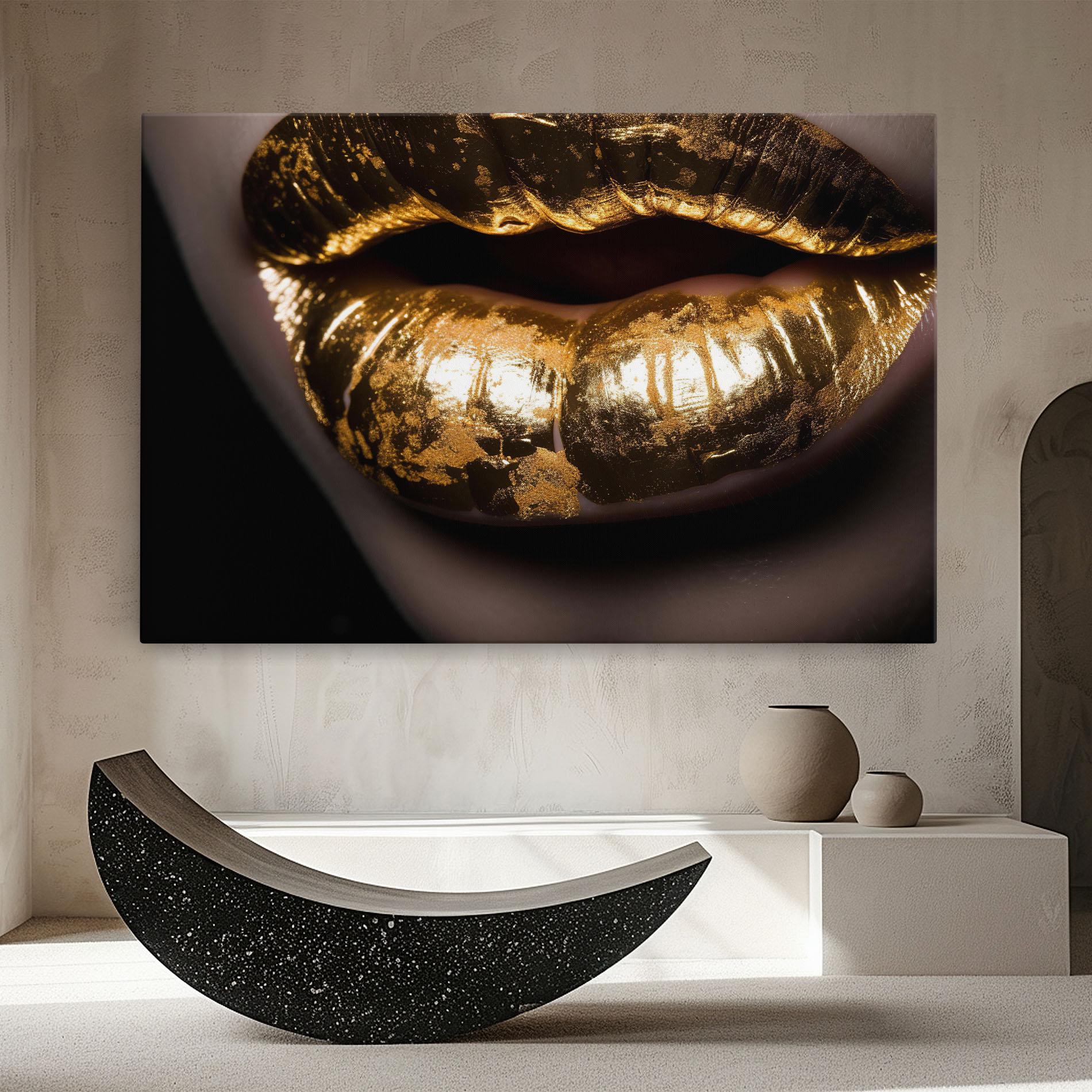 Картина на платно Big Gold Lips mockup 8