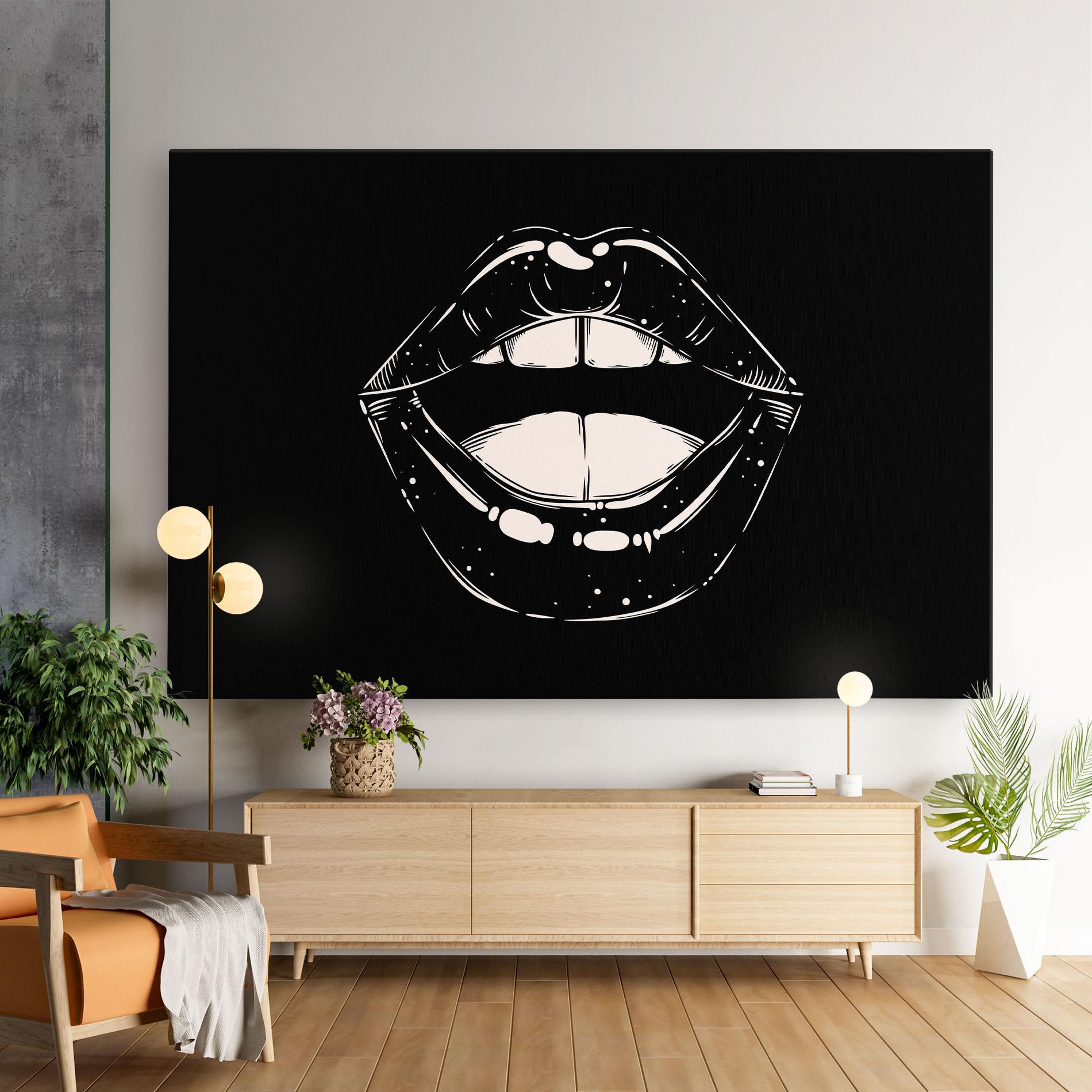 Картина на платно Lips On Black mockup 9