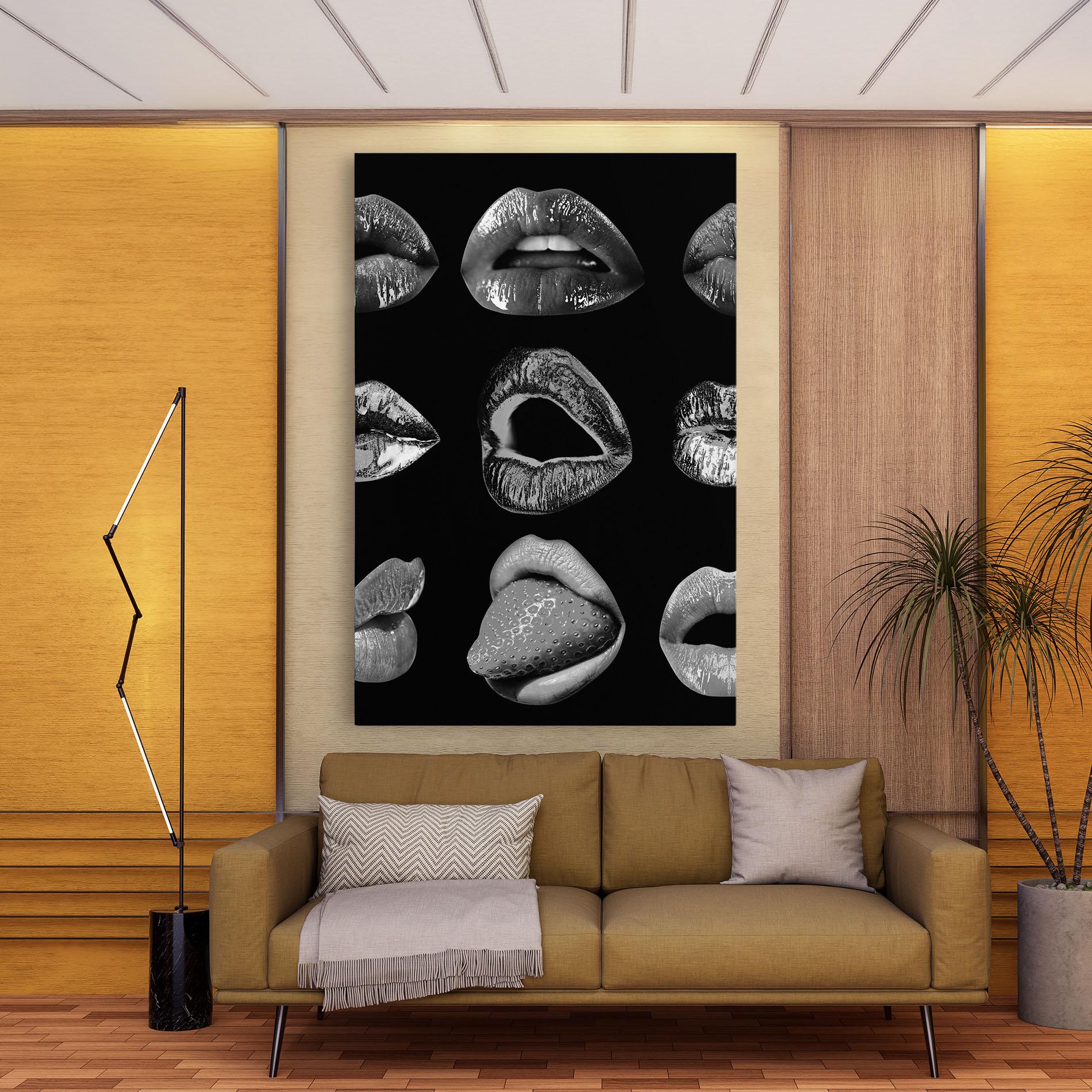 Картина на платно Grey Lips Collage mockup 9