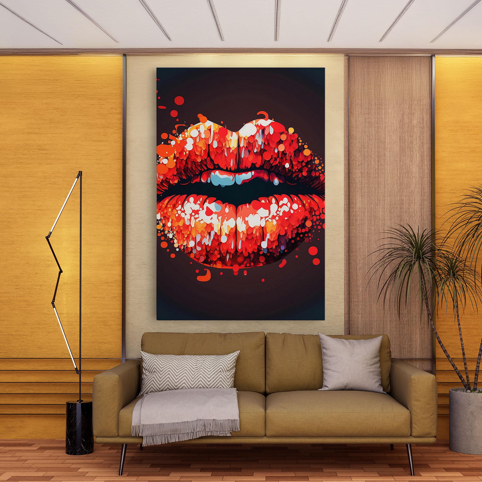 Картина на платно Red Lips With Word Lips It mockup 9
