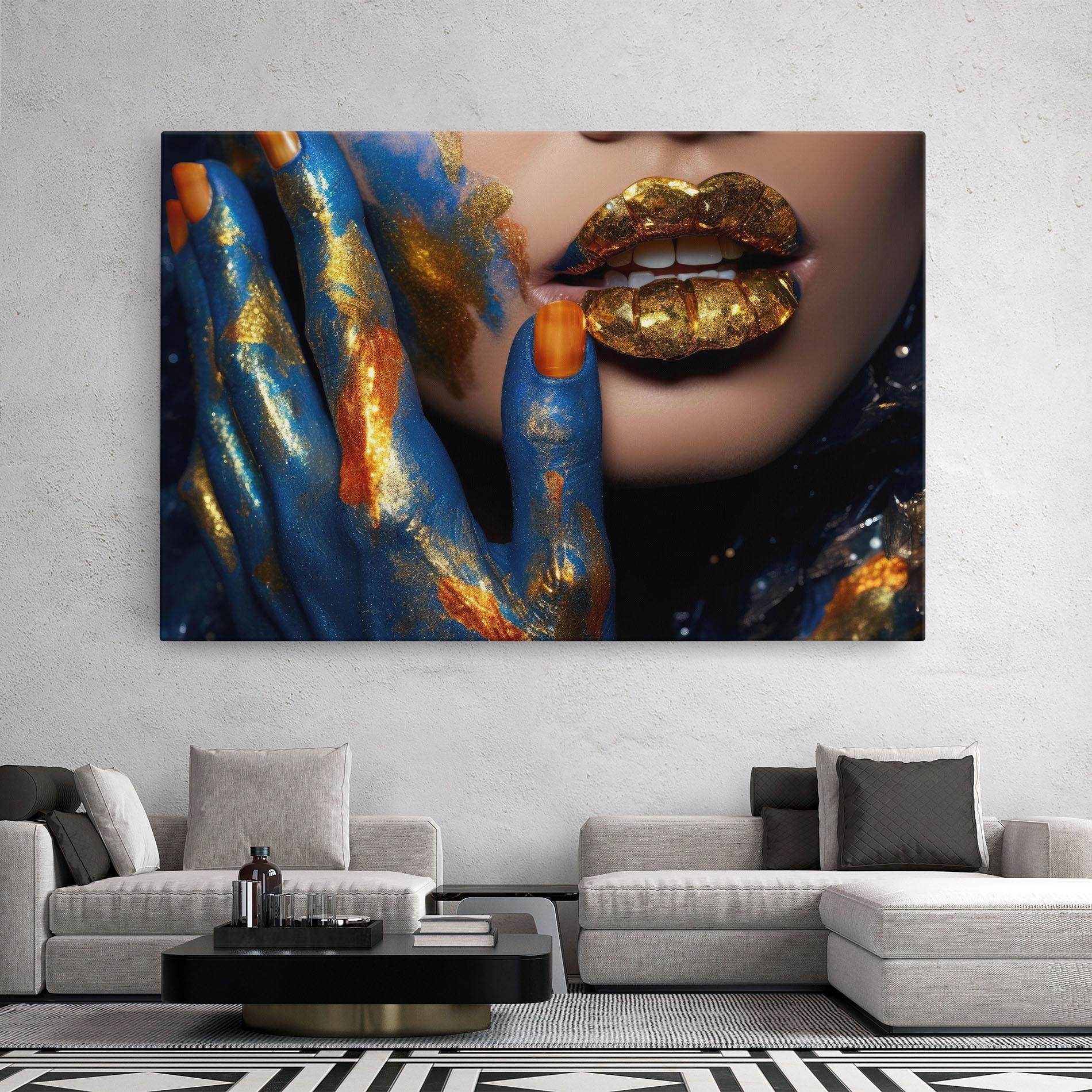 Картина на платно Blue Hand Lips mockup 2