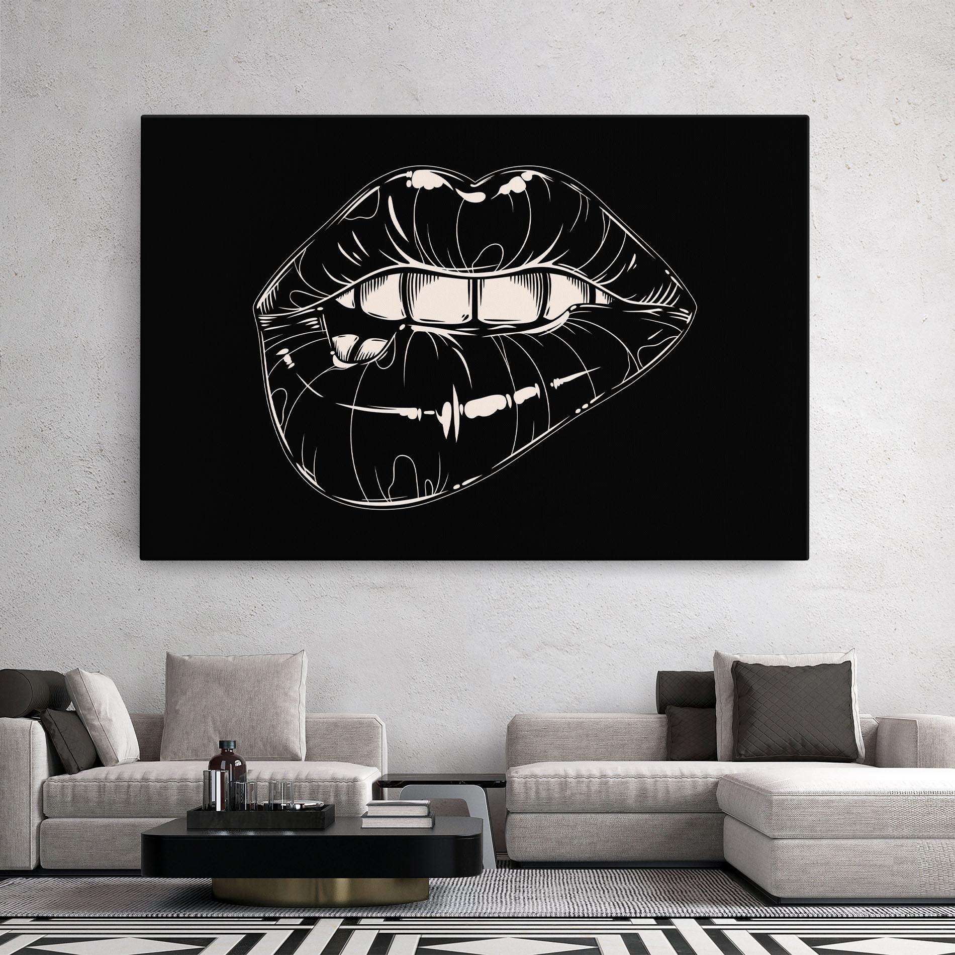 Картина на платно Juicy Lips On Black mockup 2