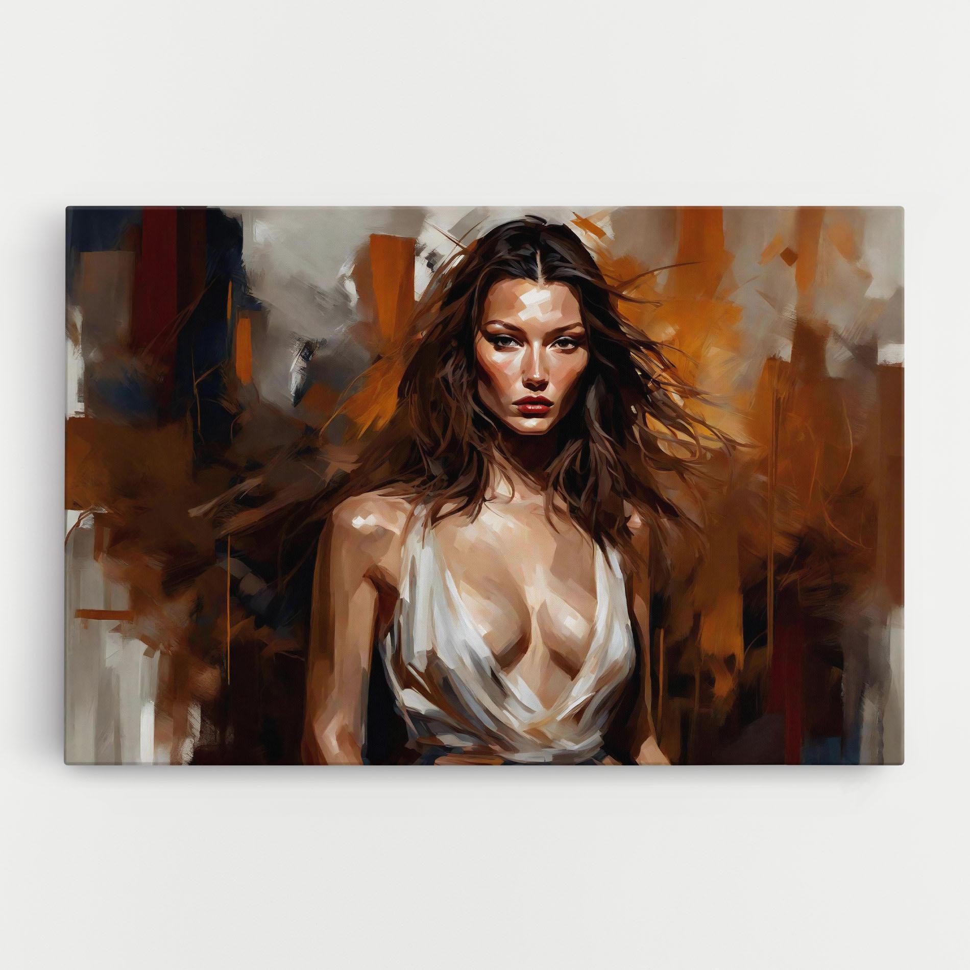 Картина на платно Long Brown Hair Woman mockup 0