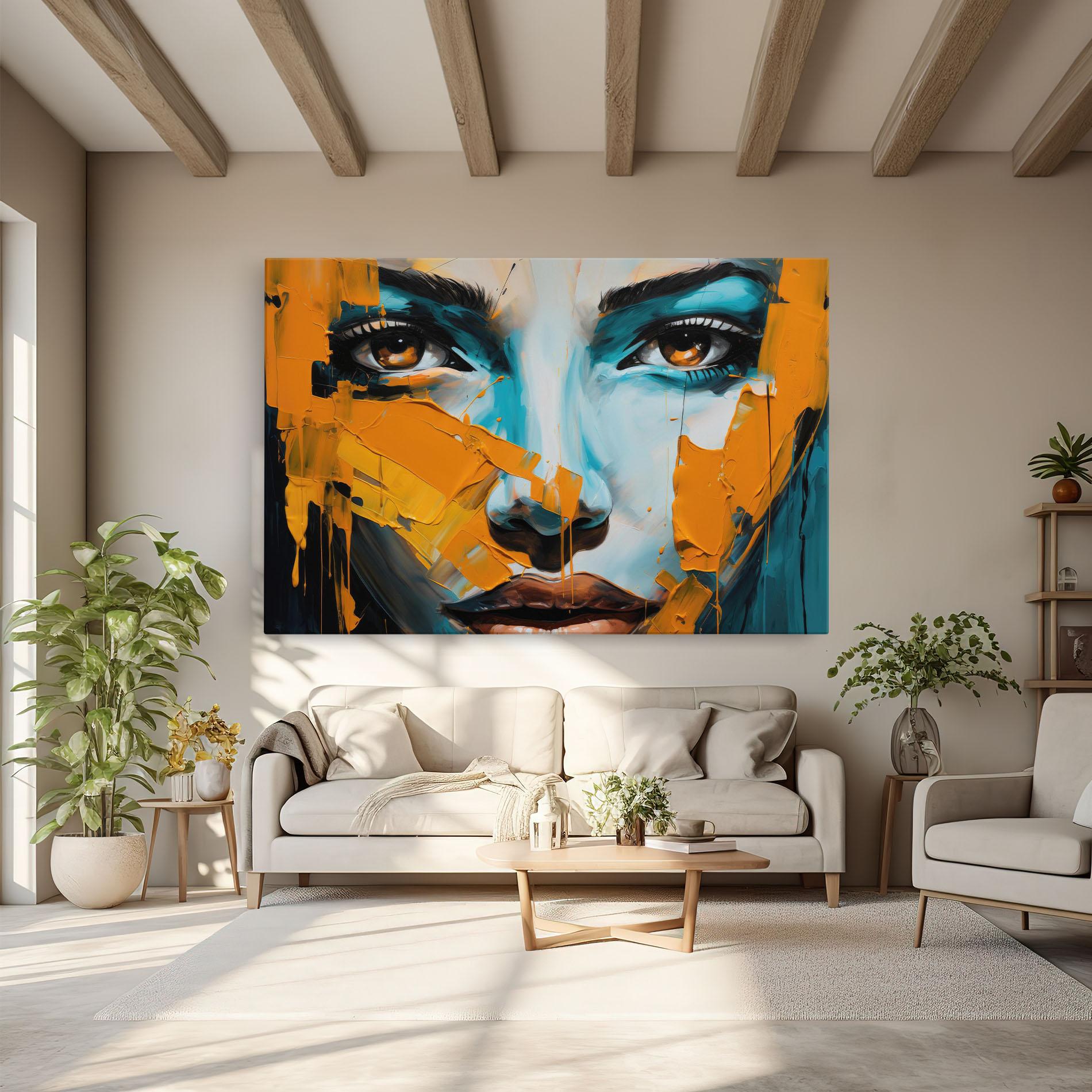 Картина на платно Orange Paint Portrait mockup 6