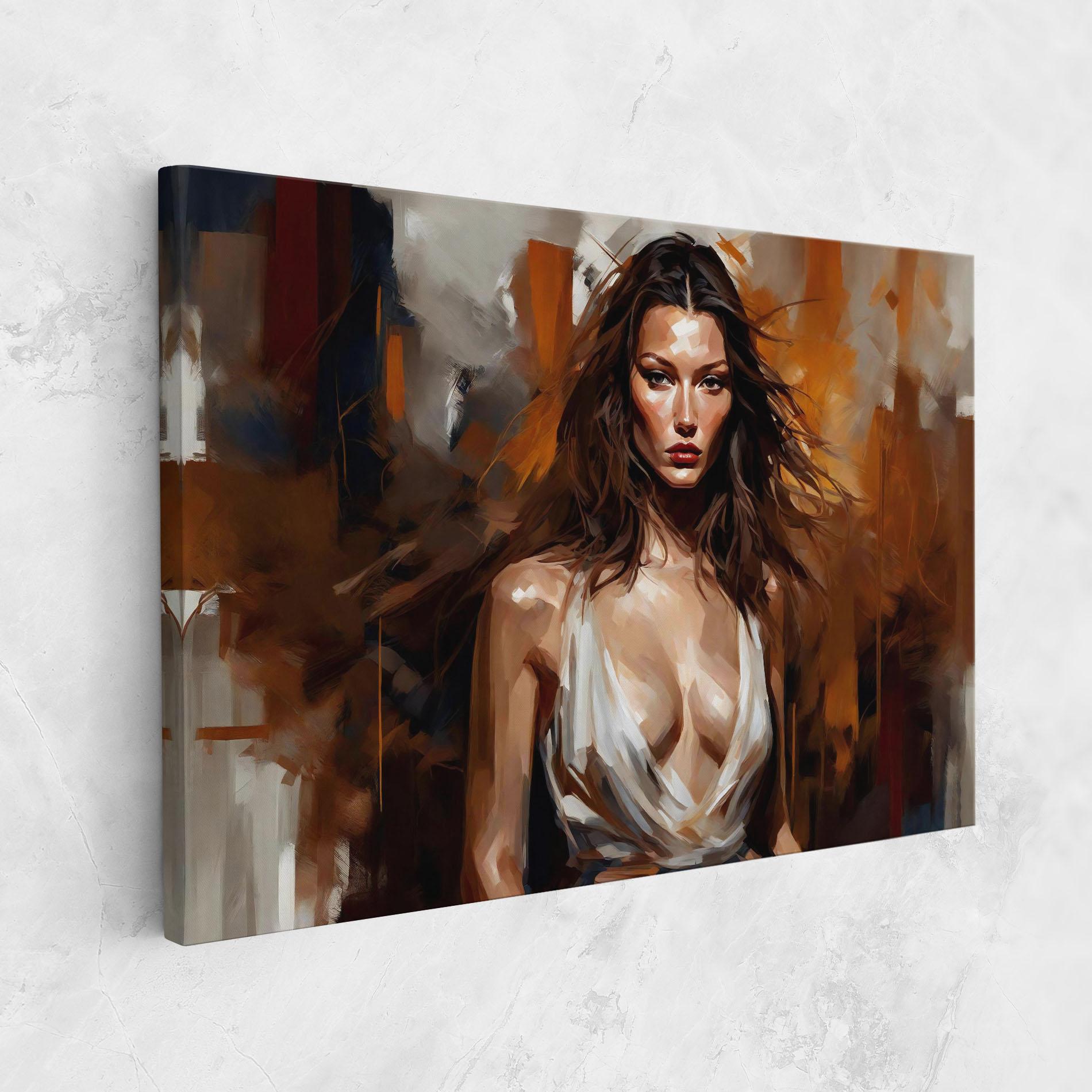 Картина на платно Long Brown Hair Woman mockup 1