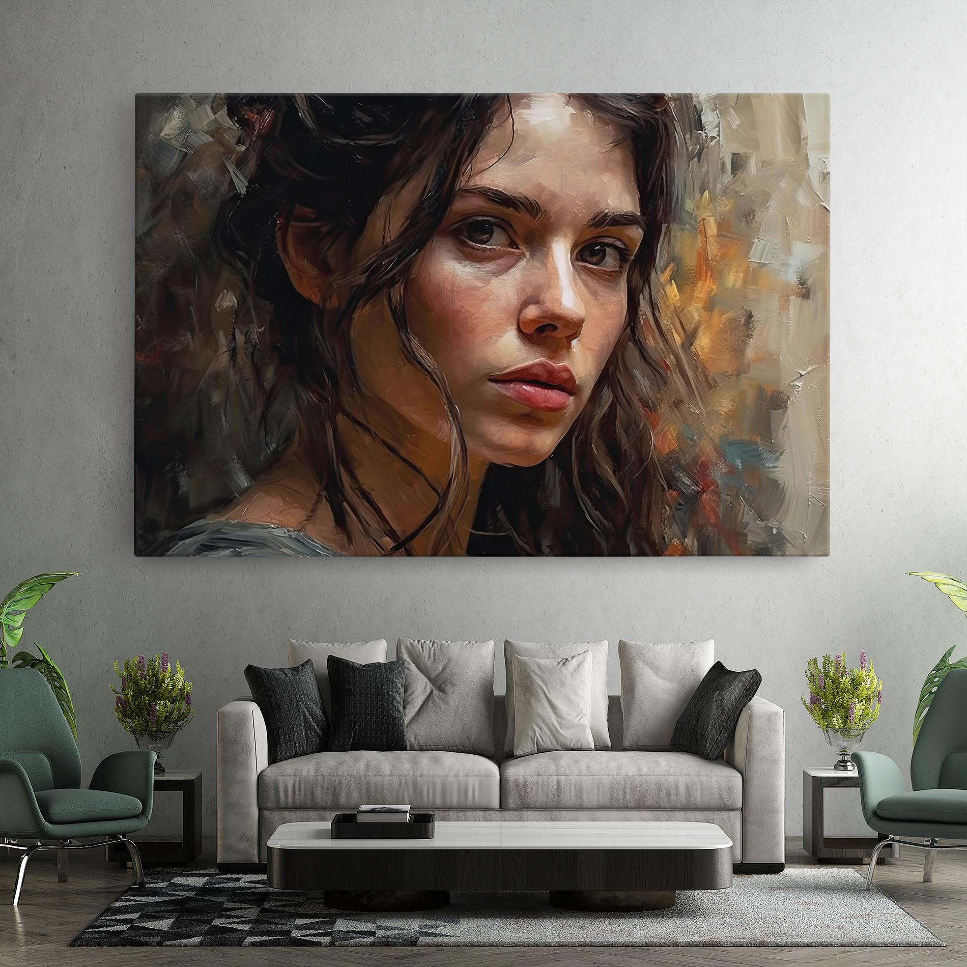 Картина на платно Closeup Impasto Portrait mockup 7