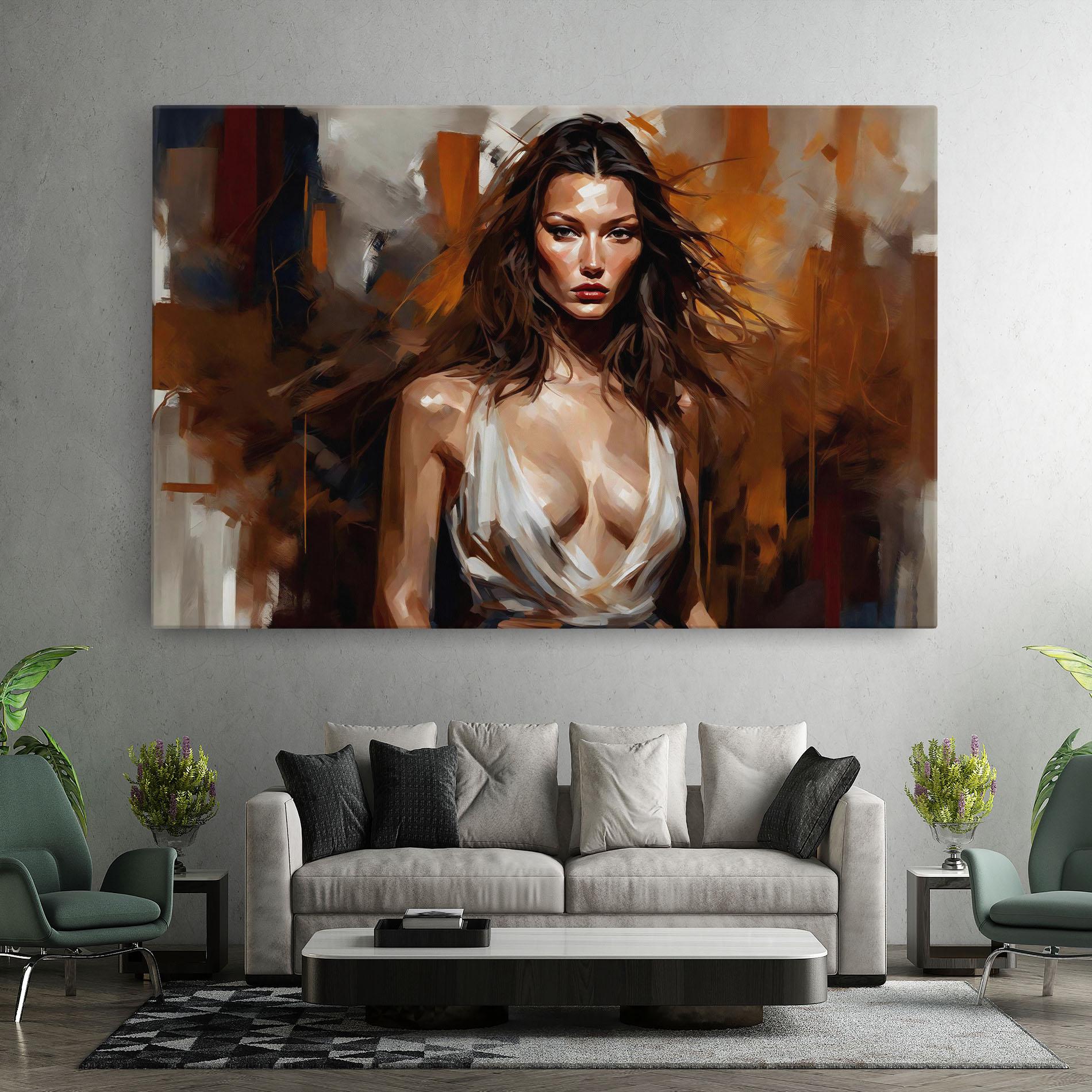 Картина на платно Long Brown Hair Woman mockup 7