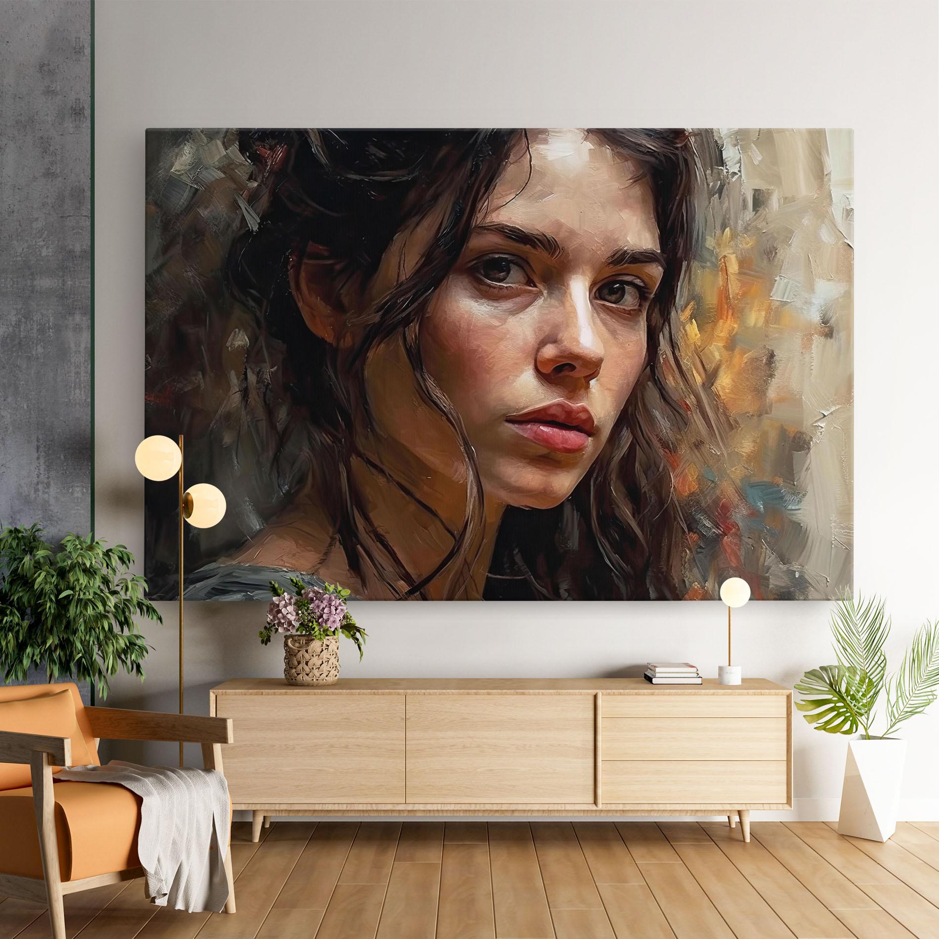 Картина на платно Closeup Impasto Portrait mockup 9