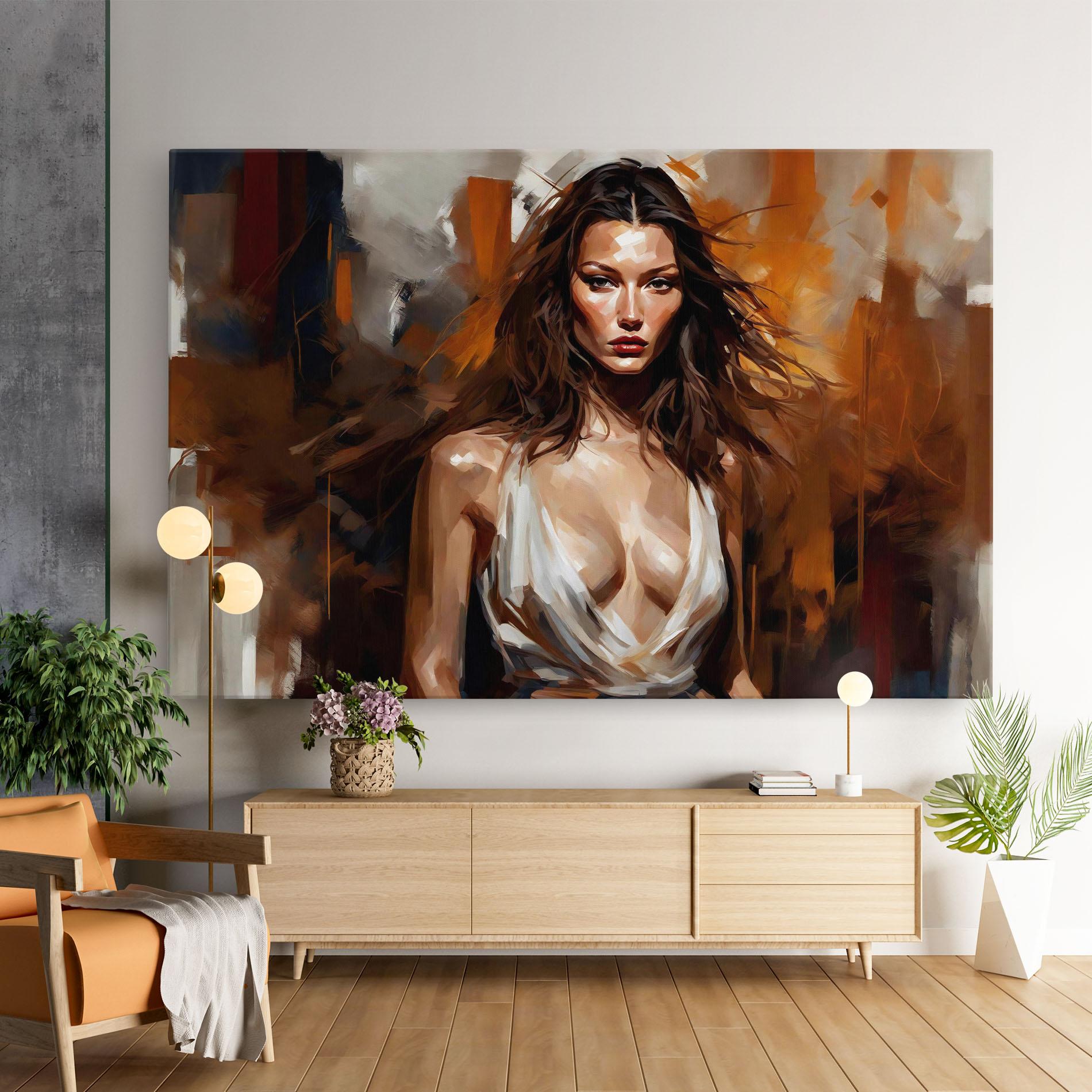 Картина на платно Long Brown Hair Woman mockup 9