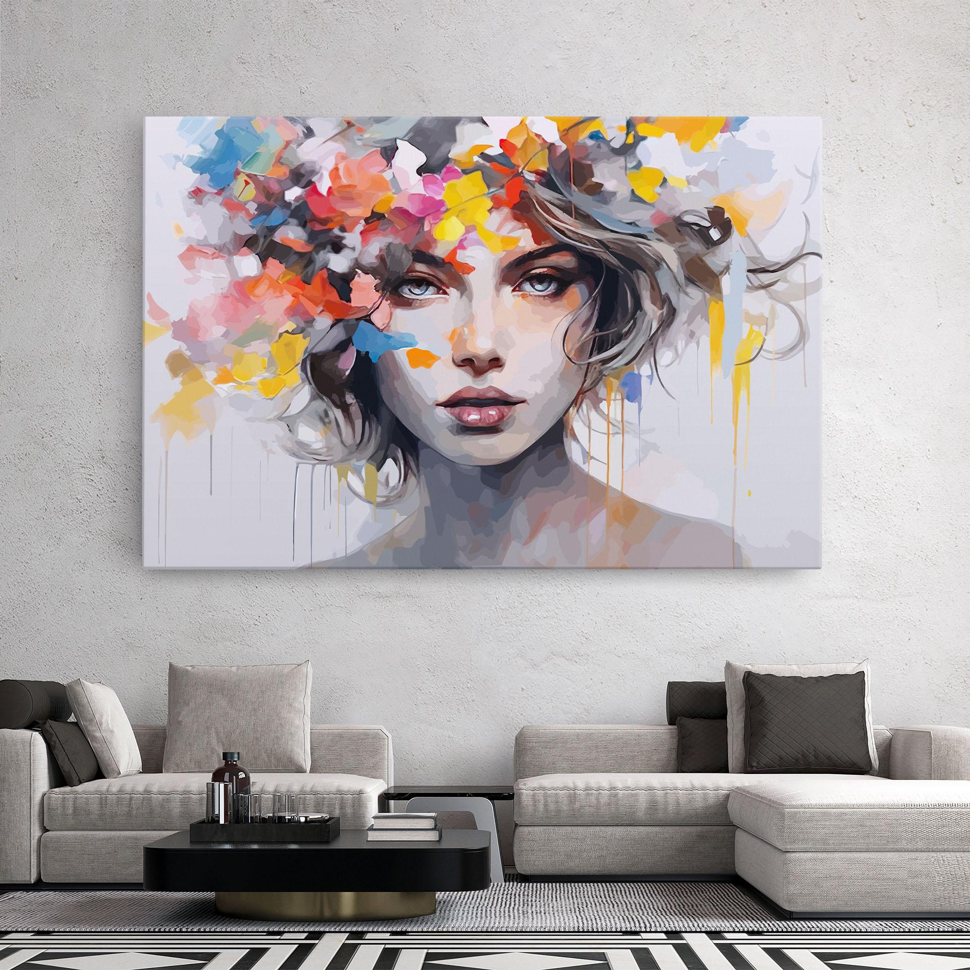 Картина на платно Colorful Hair Portrait mockup 2