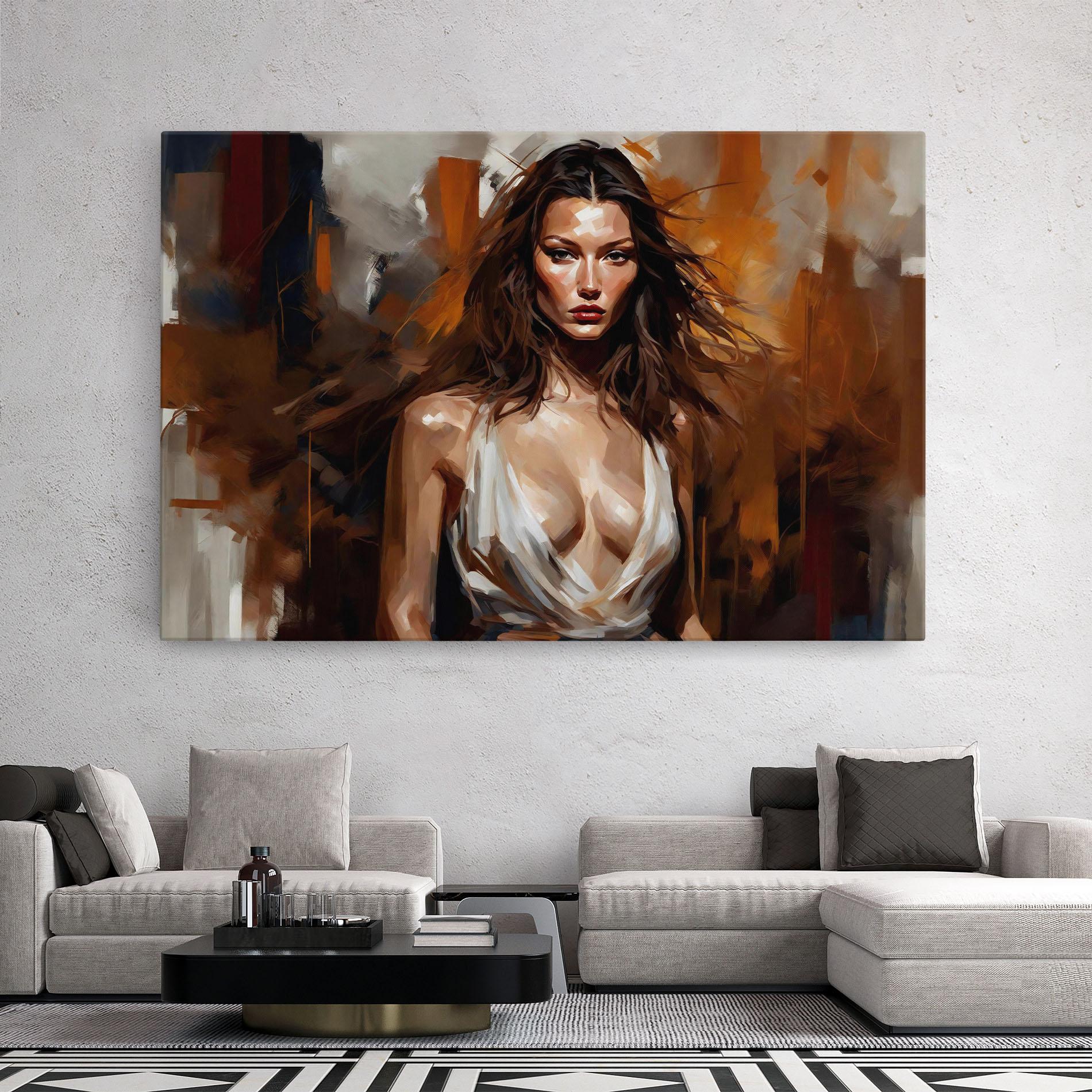 Картина на платно Long Brown Hair Woman mockup 2