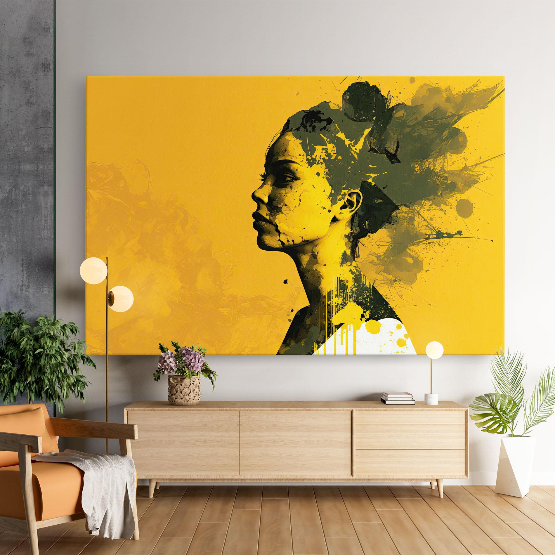 Картина на платно Thinking Yellow mockup 9
