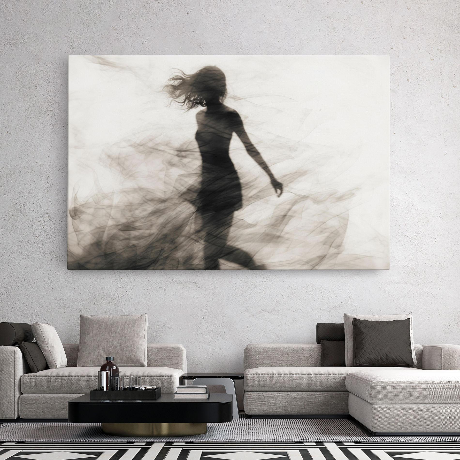 Картина на платно Smoke Girl Shilouette mockup 2