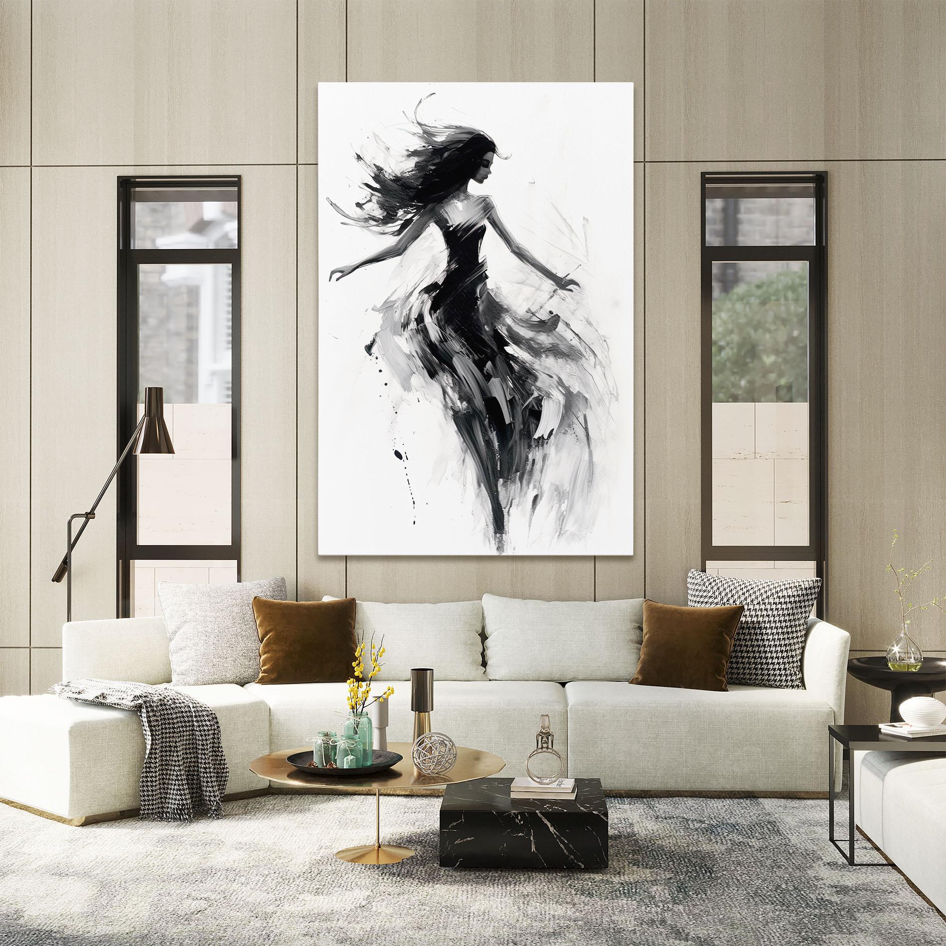 Картина на платно Black Ink Woman mockup 2