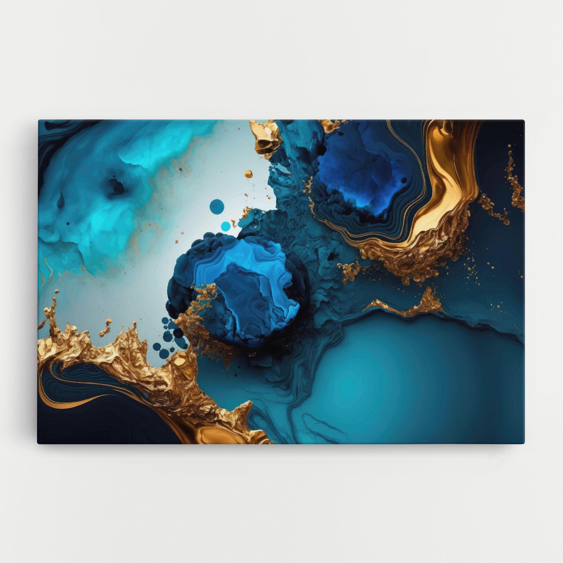 Картина на платно Blue Gold Wave mockup 0