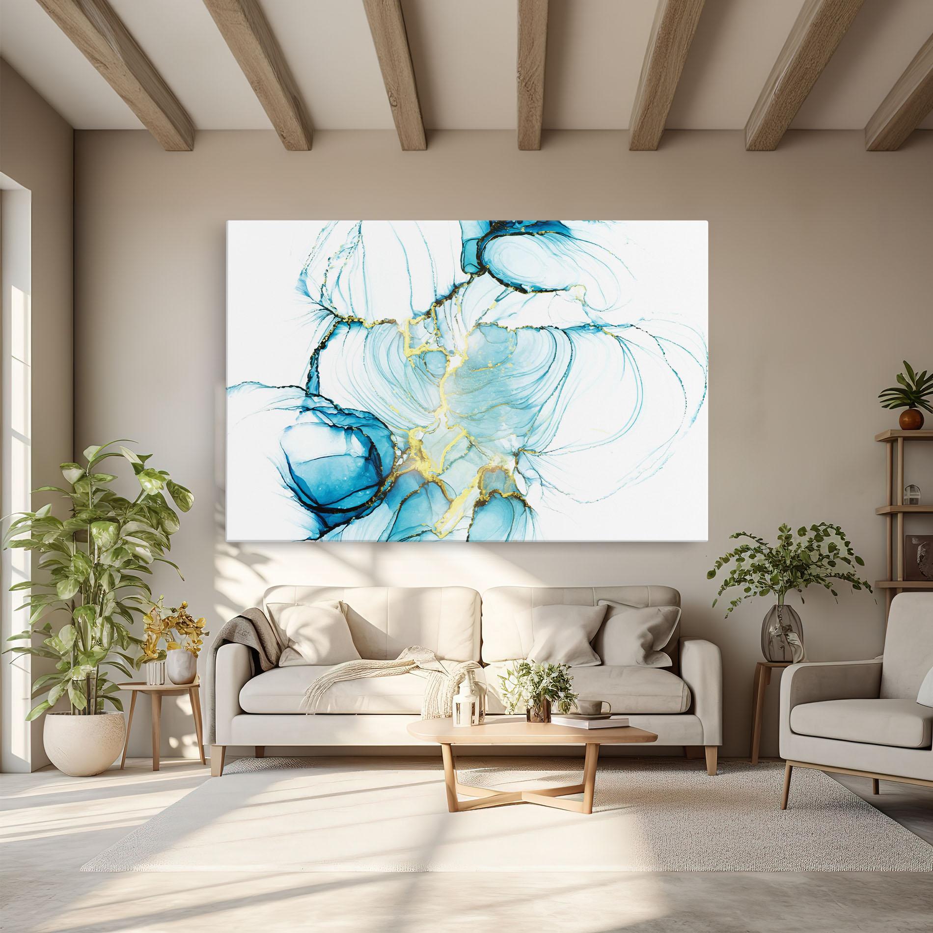 Картина на платно Artistic Gold Blue mockup 6