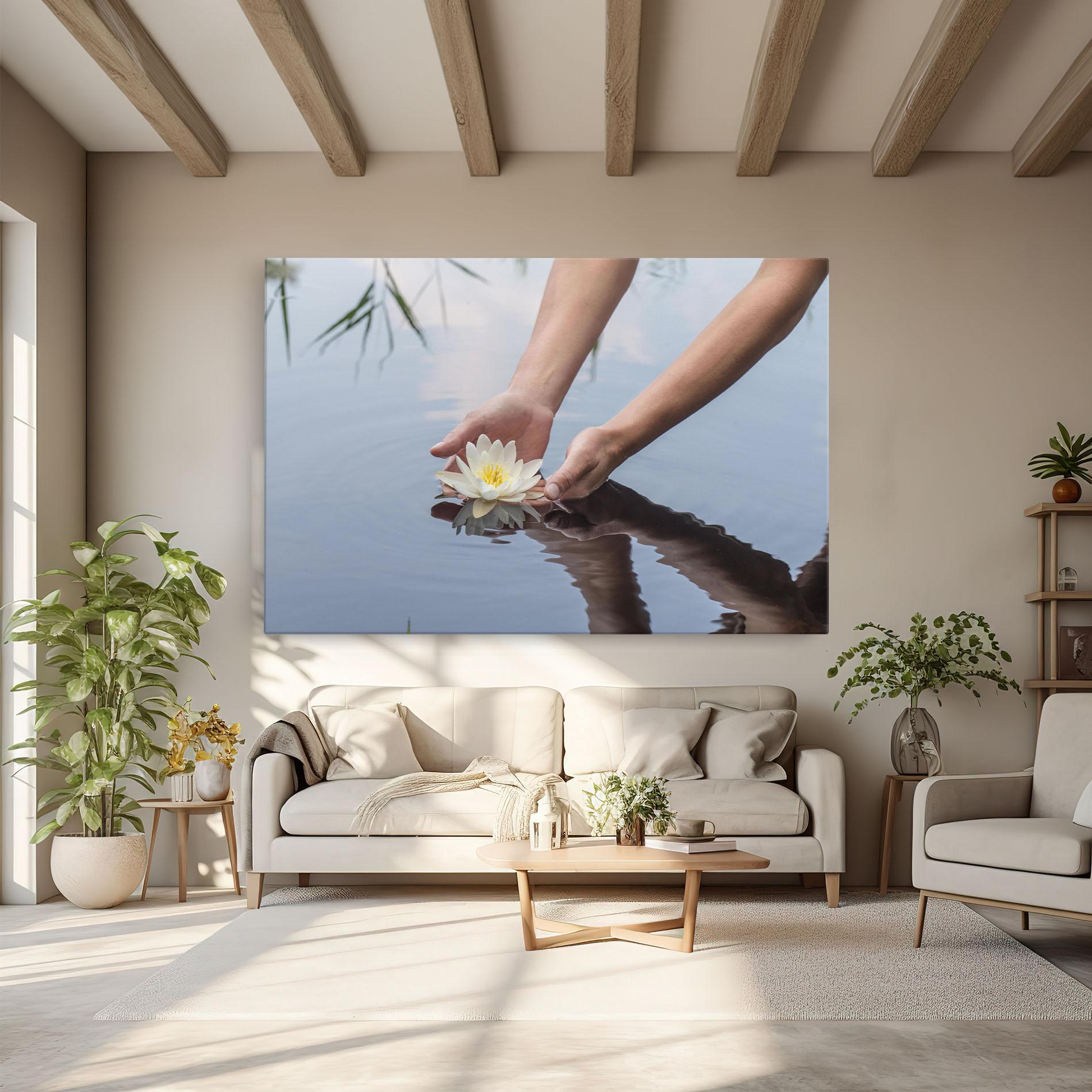 Картина на платно Holding Lake Flower mockup 6