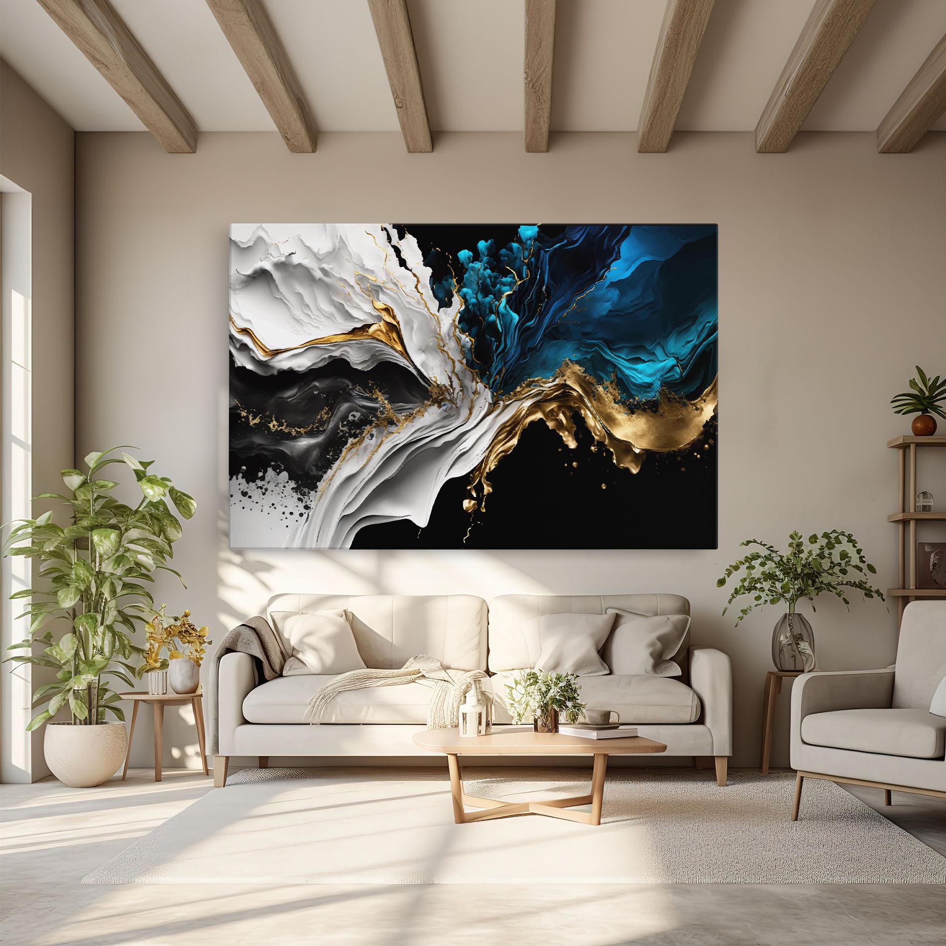 Картина на платно White Black Wave mockup 6