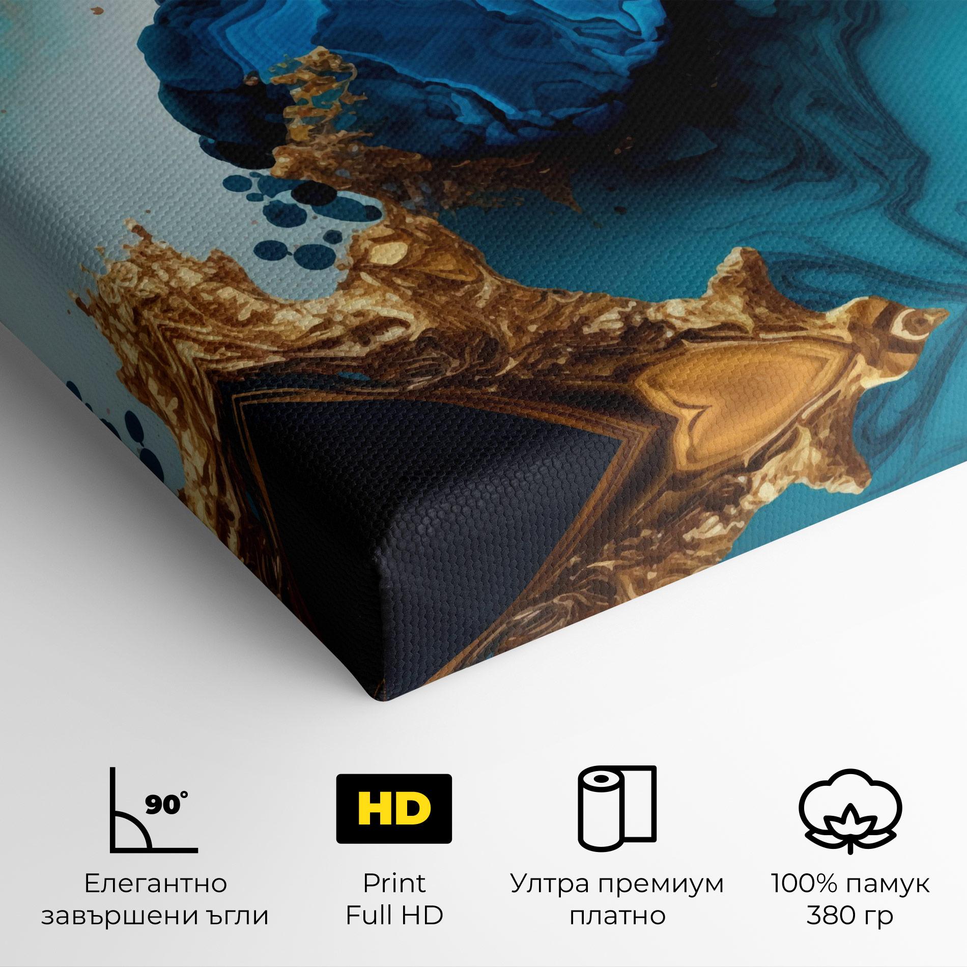 Картина на платно Blue Gold Wave mockup 4