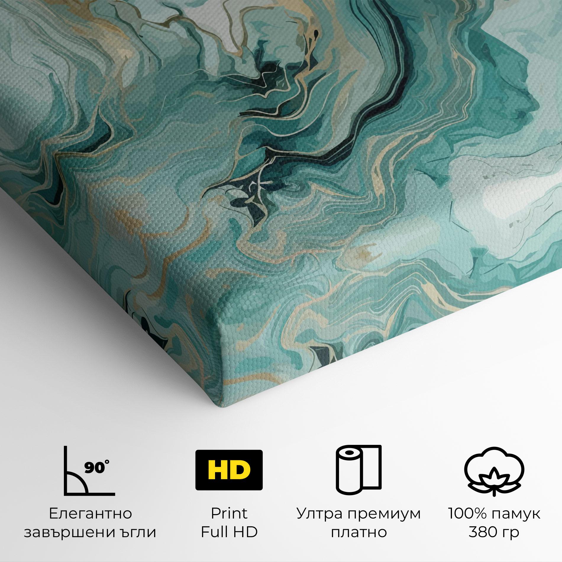 Картина на платно Green Gold Water mockup 4