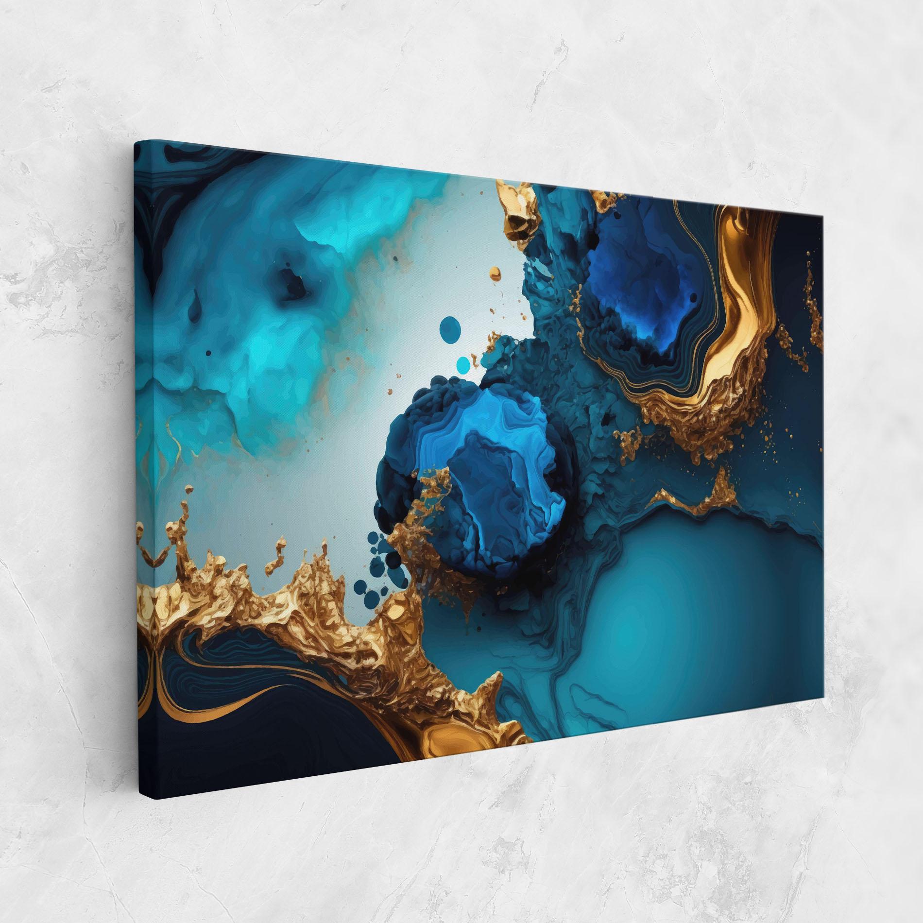 Картина на платно Blue Gold Wave mockup 1