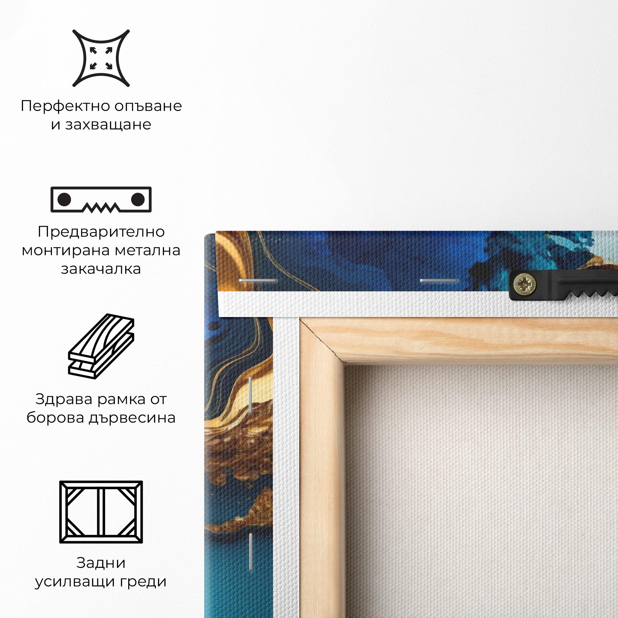 Картина на платно Blue Gold Wave mockup 5